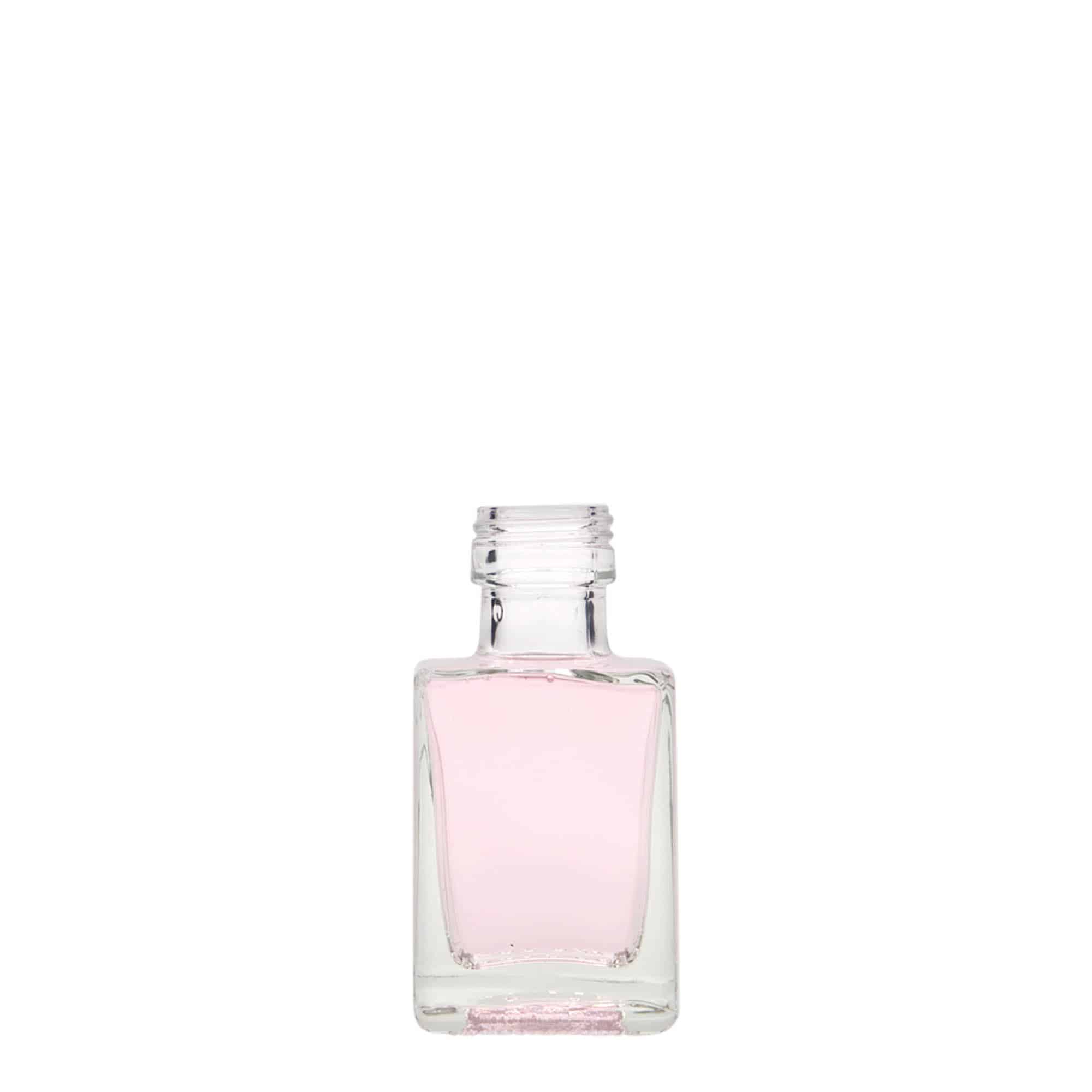 Skleněná lahev 50 ml 'Cube', čtvercová, uzávěr: PP 24