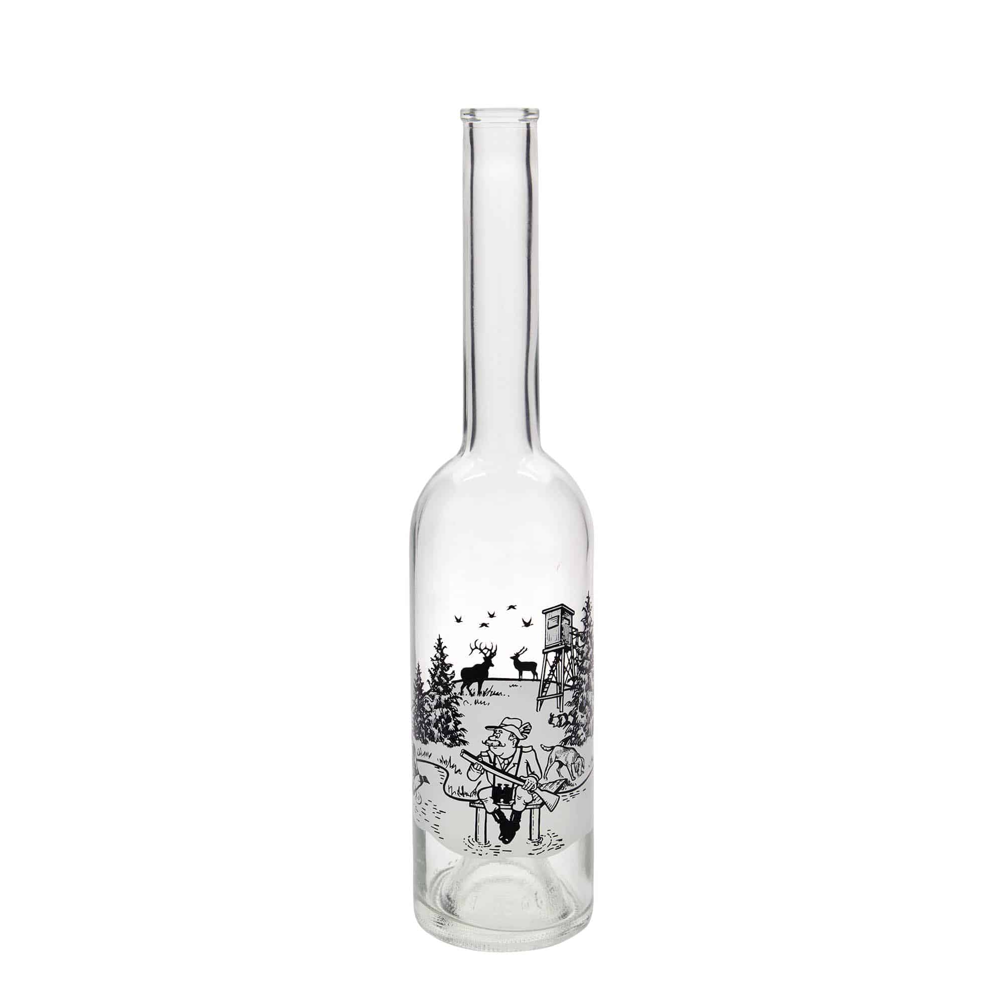 Skleněná lahev 500 ml 'Opera', motiv: Myslivec, uzávěr: korek Skleněná lahev 500 ml 'Opera', motiv: Myslivec, uzávěr: korek