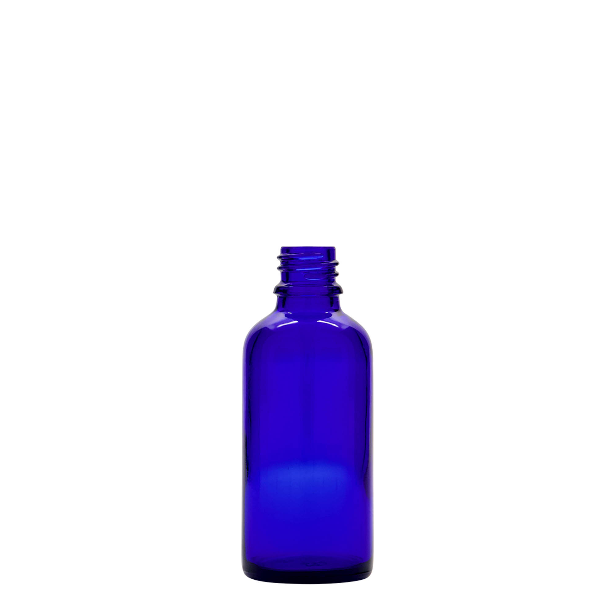 50 ml lékovka s rozprašovačem, sklo, královská modř, hrdlo: DIN 18