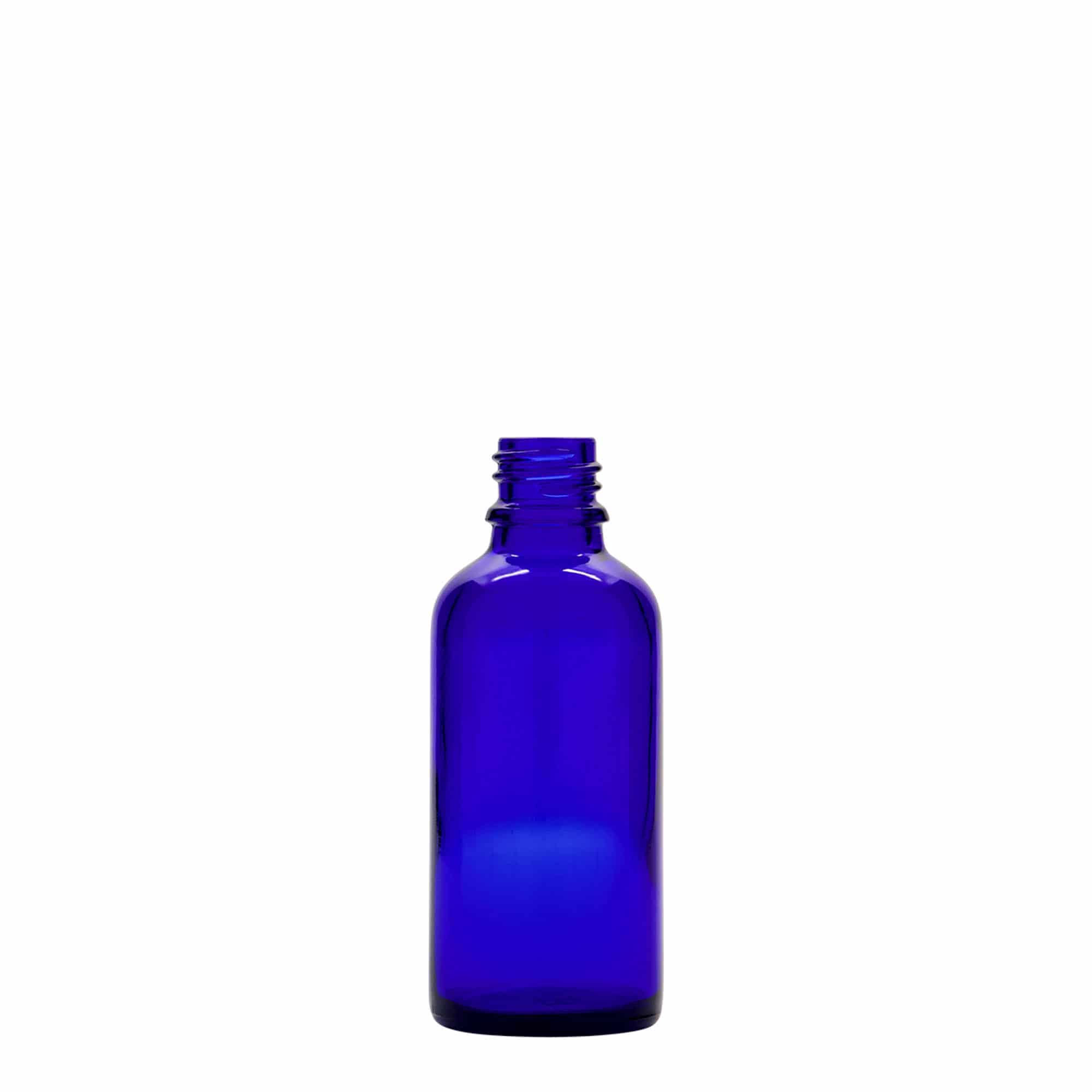 50 ml lékovka s rozprašovačem, sklo, královská modř, hrdlo: DIN 18