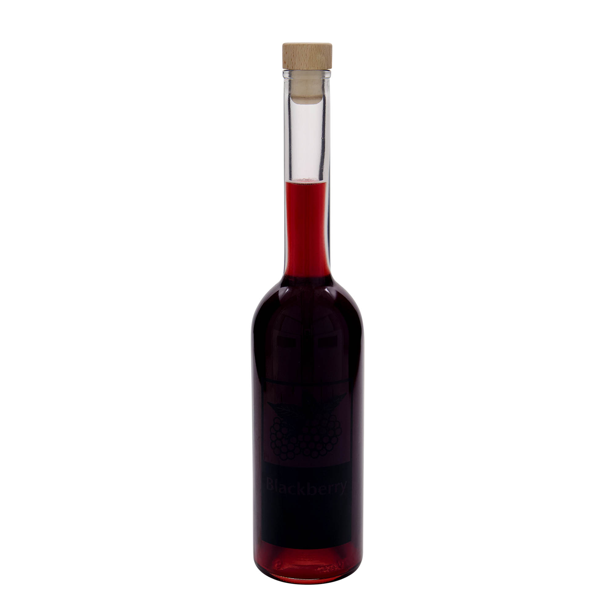 500 ml skleněná láhev 'Opera', motiv: ostružina, hrdlo: korek