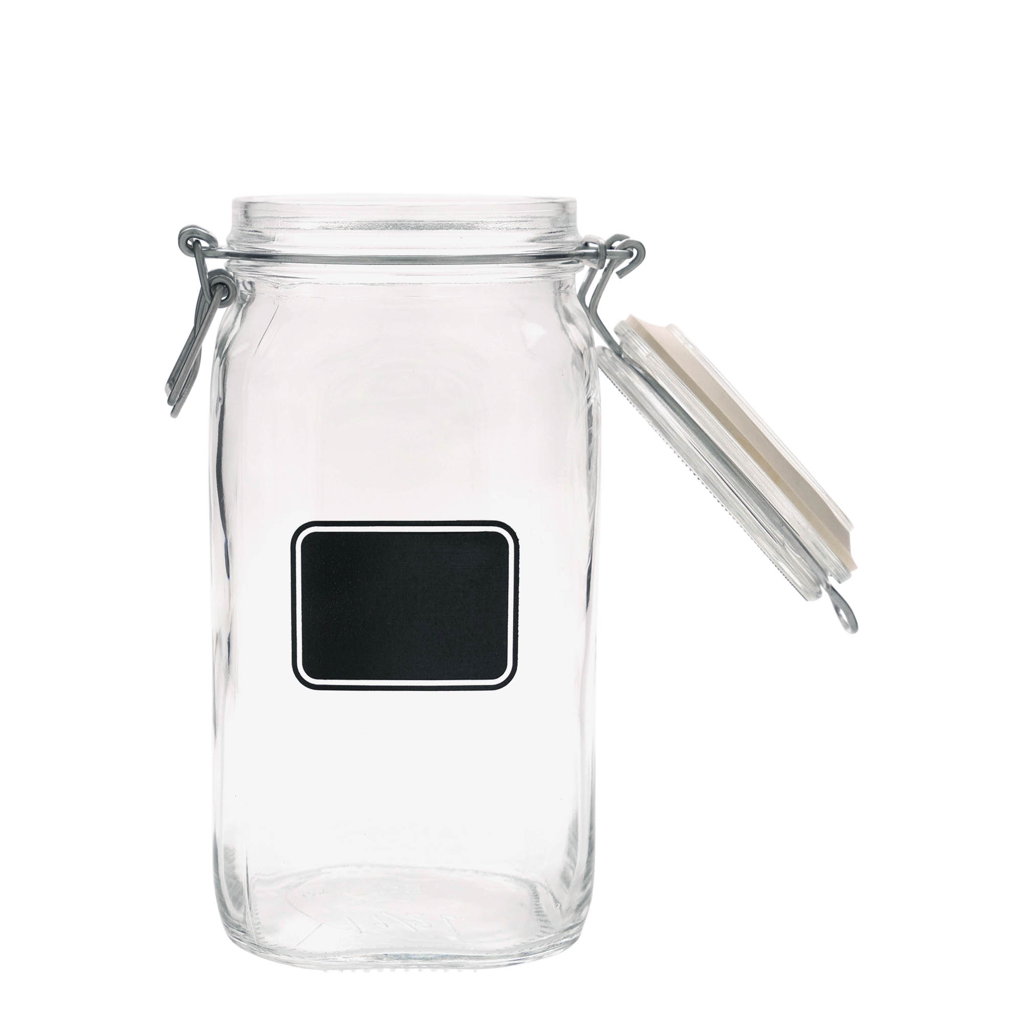 1.500 ml drátěná zavařovací sklenice 'Fido', motiv: štítek, čtvercová, hrdlo: drátěné zavírání 1.500 ml drátěná zavařovací sklenice 'Fido', motiv: štítek, čtvercová, hrdlo: drátěné zavírání