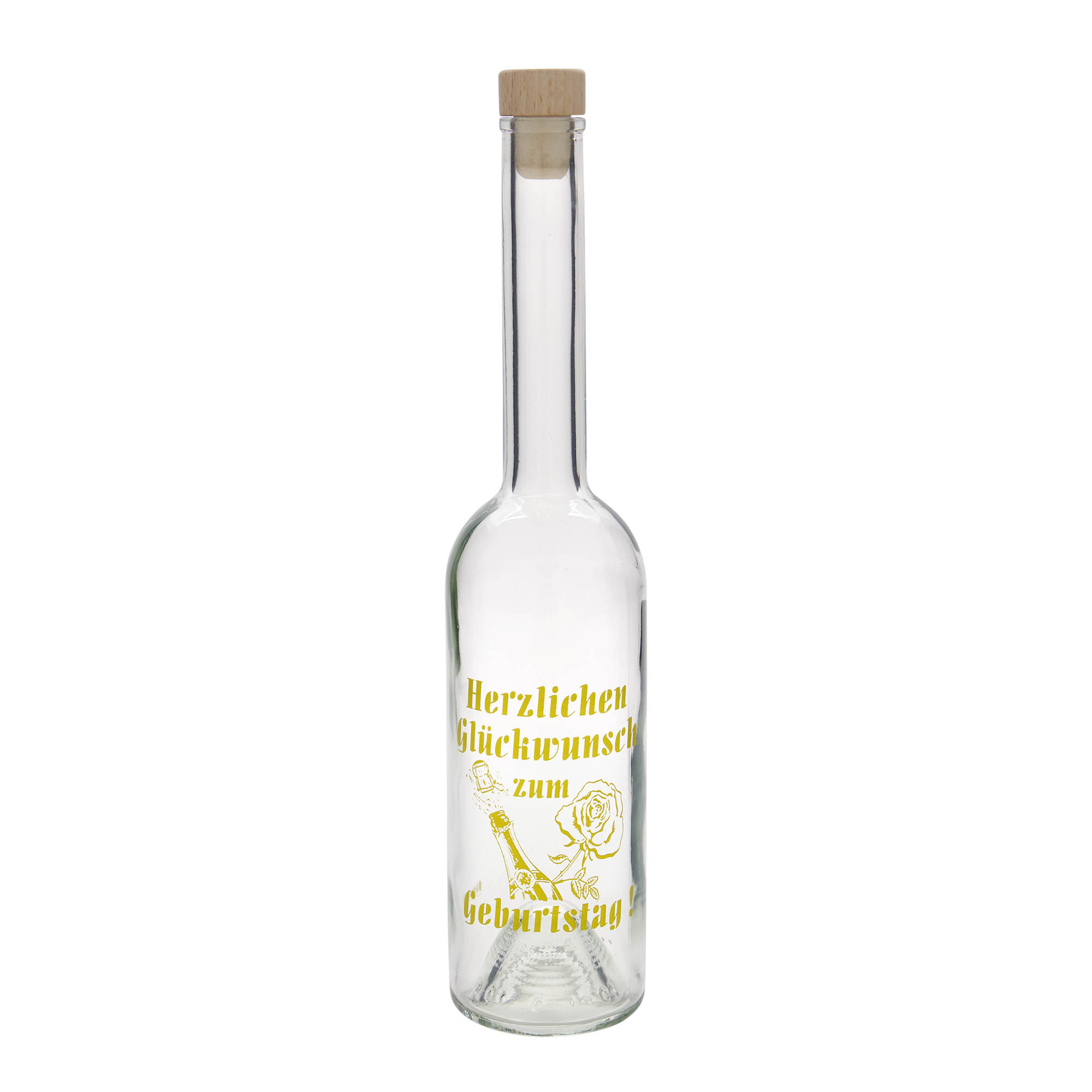 500 ml skleněná láhev 'Opera', motiv: narozeninová láhev, hrdlo: korek