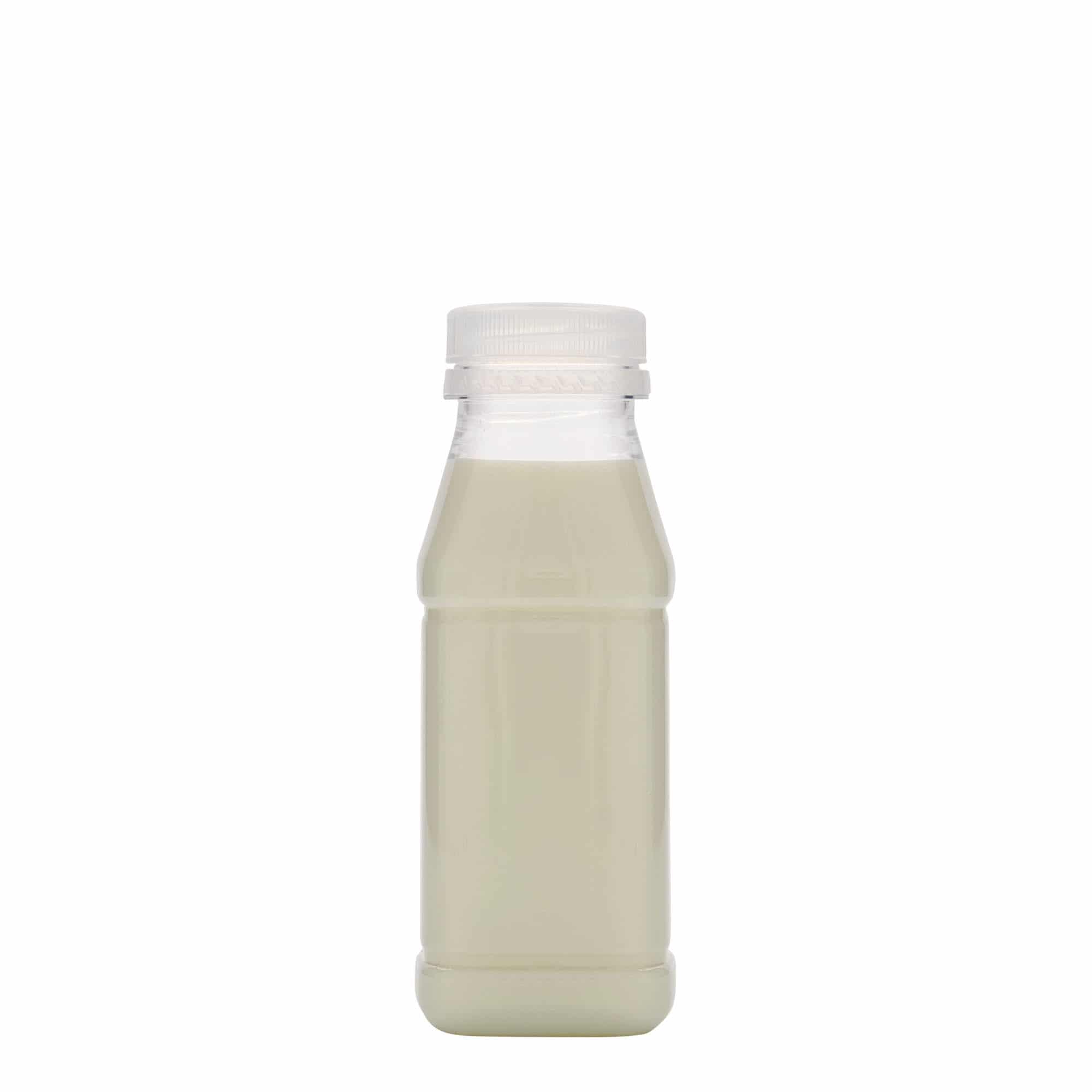 PET lahev 250 ml 'Milk and Juice Carré', čtvercová, plast, ústí: 38 mm