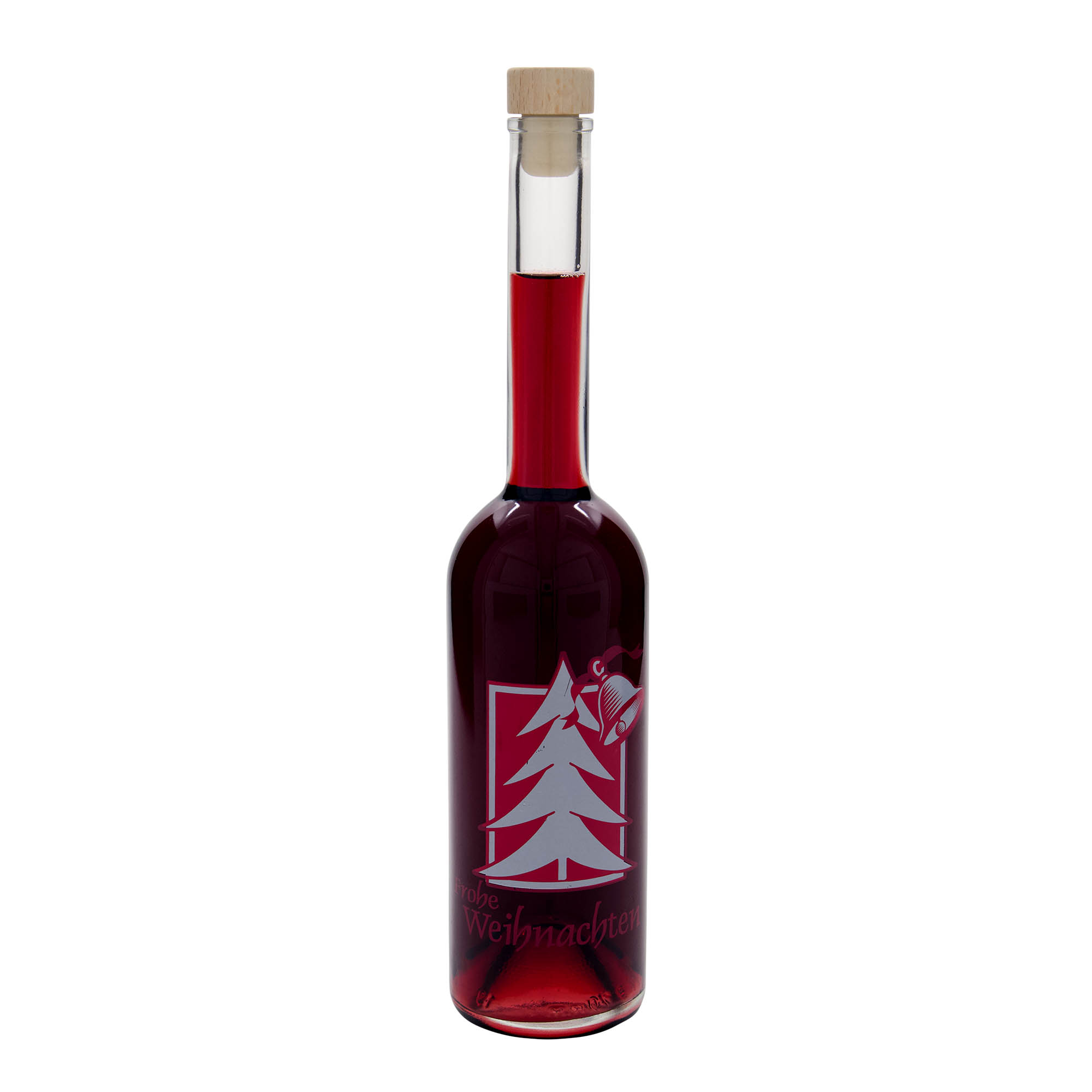 500 ml skleněná láhev 'Opera', motiv: Vánoční pozdrav, hrdlo: korek