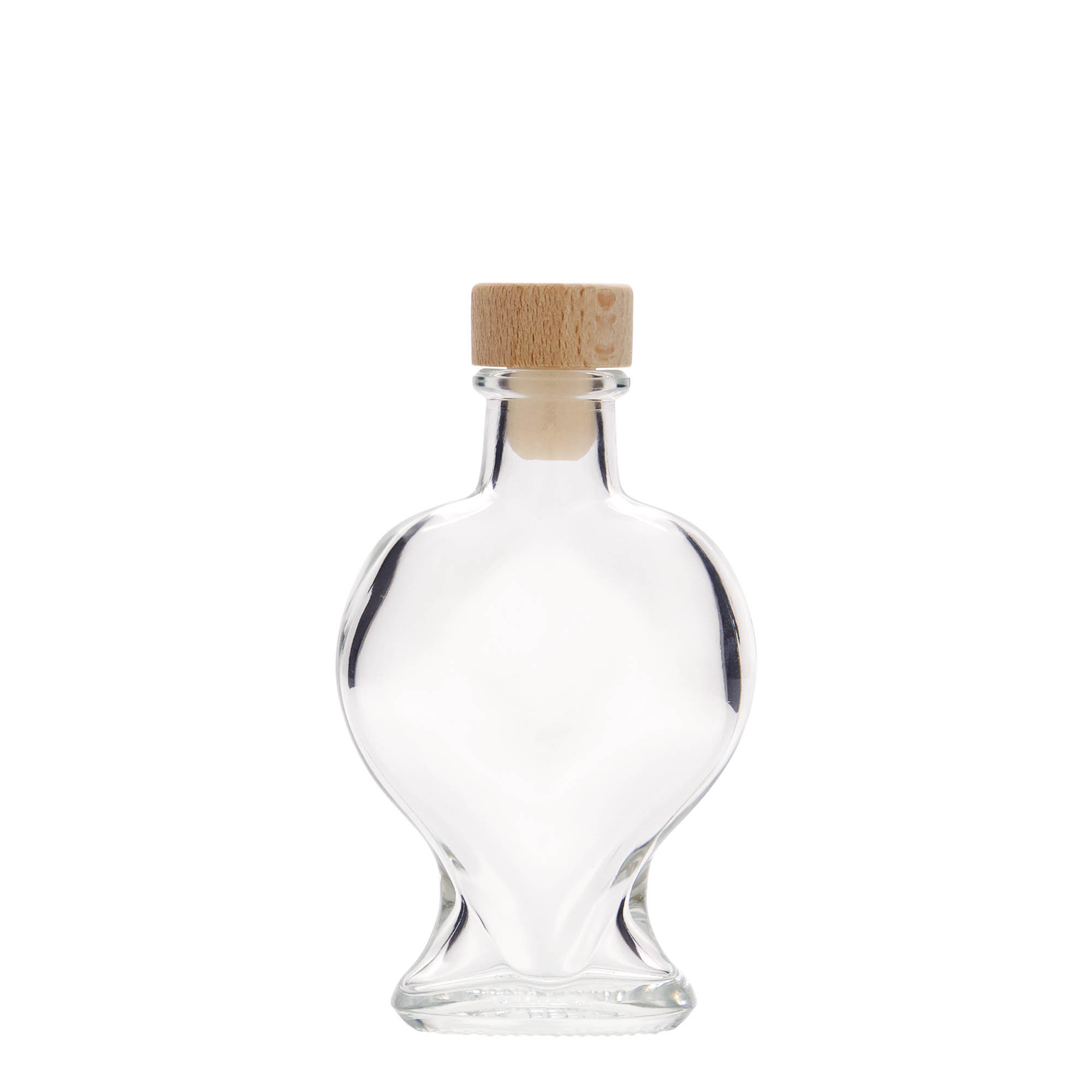 100 ml skleněná lahvička „Srdce“, hrdlo: korek 100 ml skleněná lahvička „Srdce“, hrdlo: korek