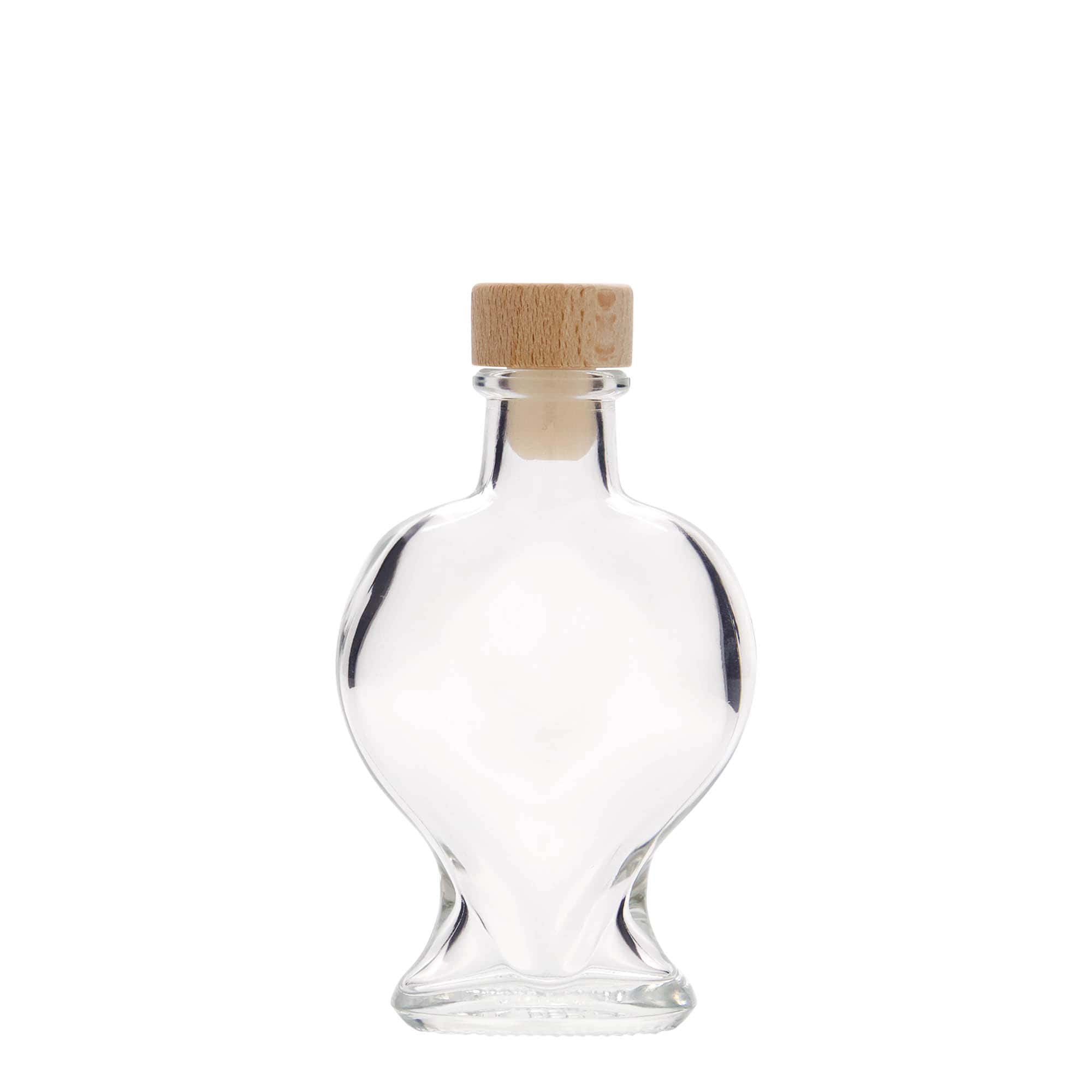 100 ml skleněná lahvička „Srdce“, hrdlo: korek