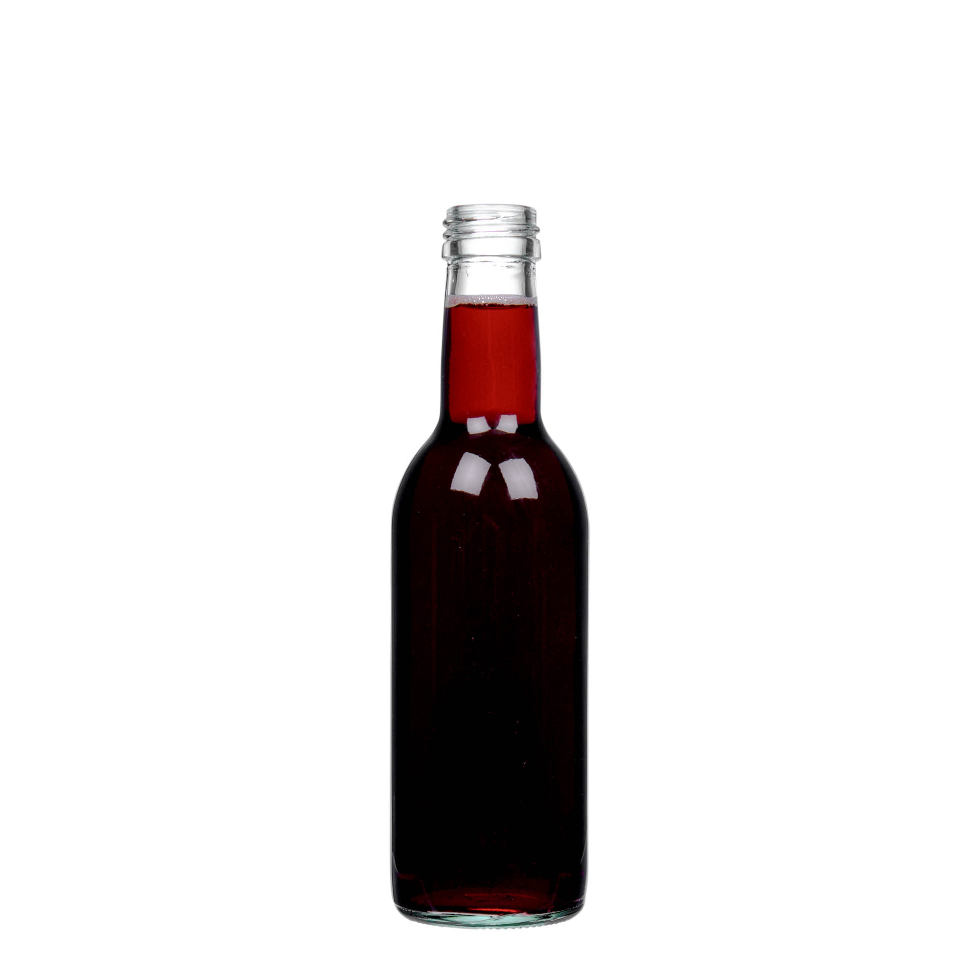 250 ml skleněná láhev „Bordeaux“, hrdlo: PP 28