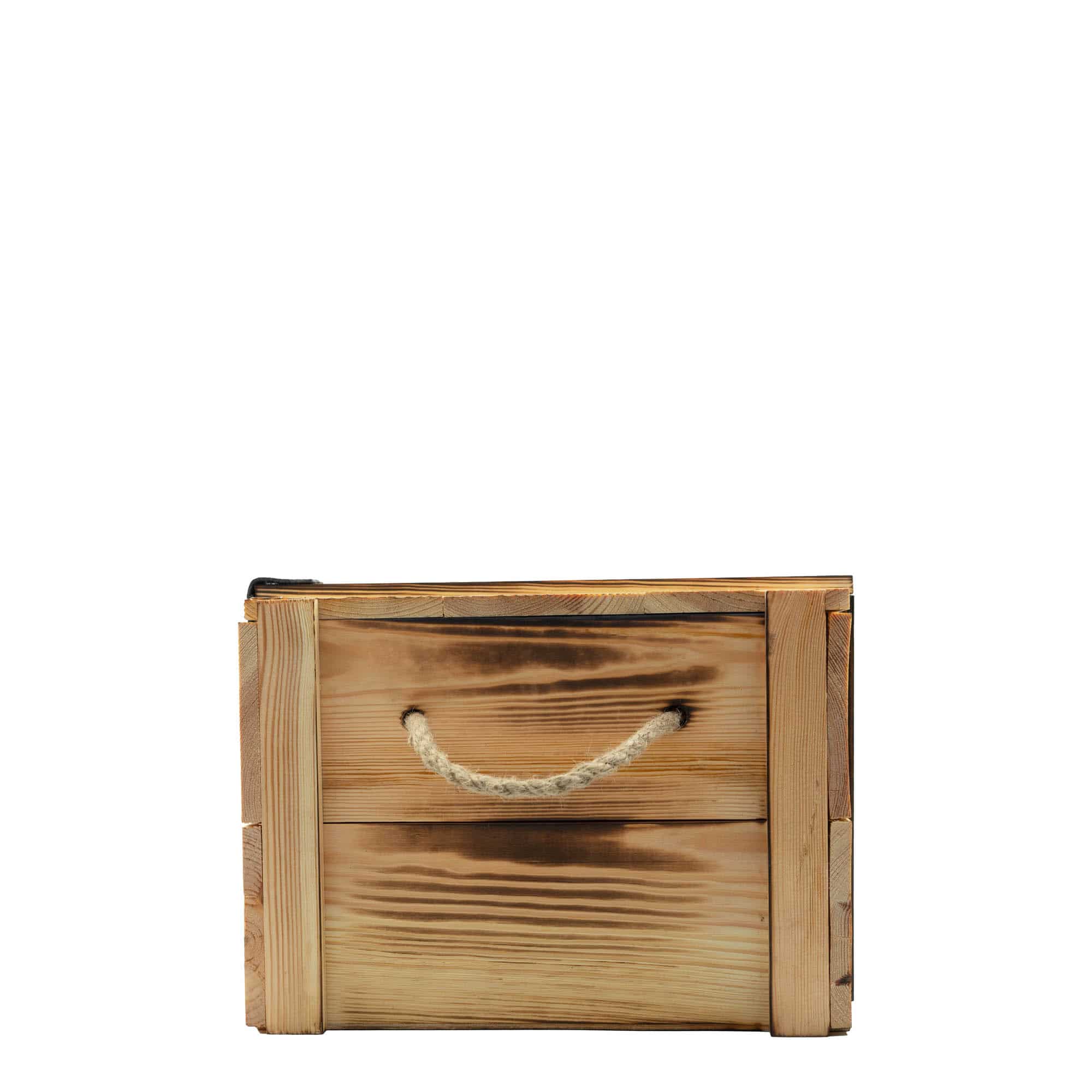 Dřevěná bedýnka na 6 lahví, obdélníková, béžová