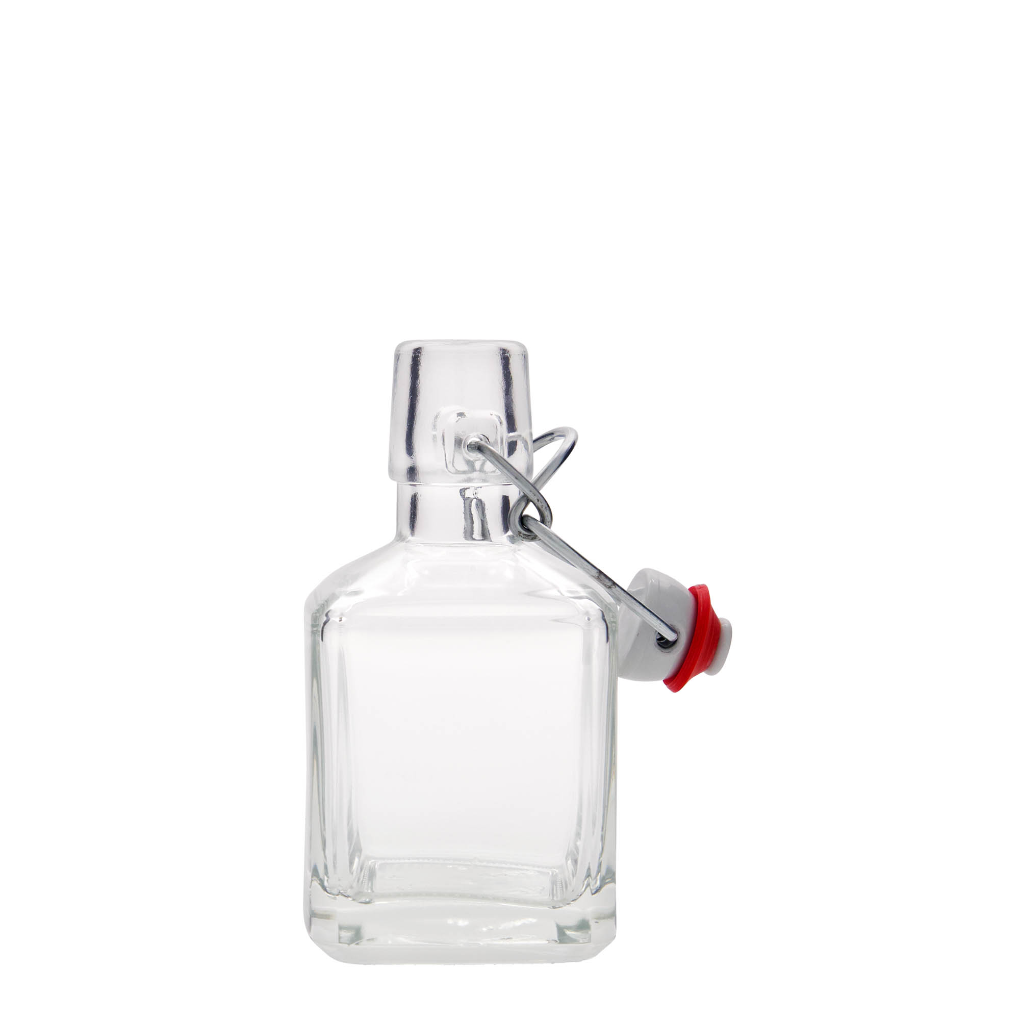 200 ml skleněná lahev 'Kubica', čtvercová, hrdlo: uzávěr na pákový klip