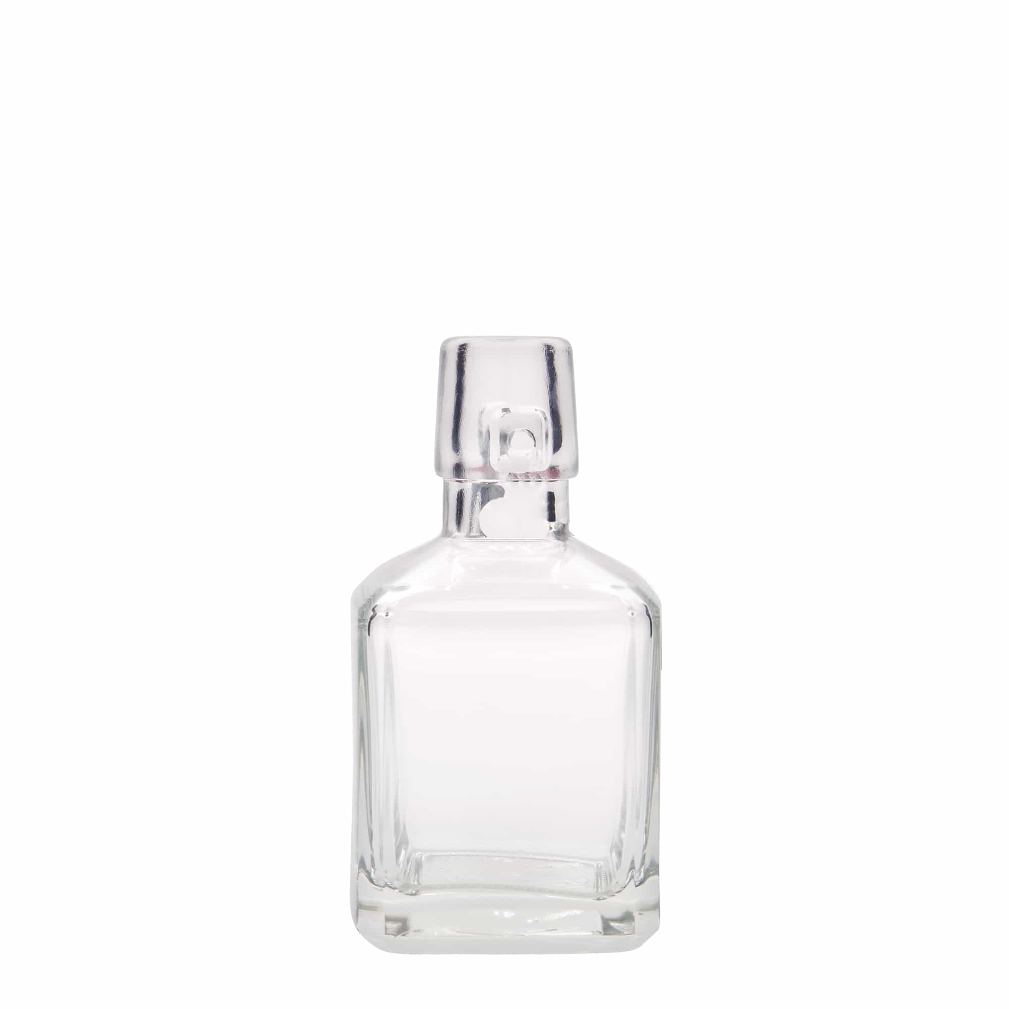 200 ml skleněná lahev 'Kubica', čtvercová, hrdlo: uzávěr na pákový klip