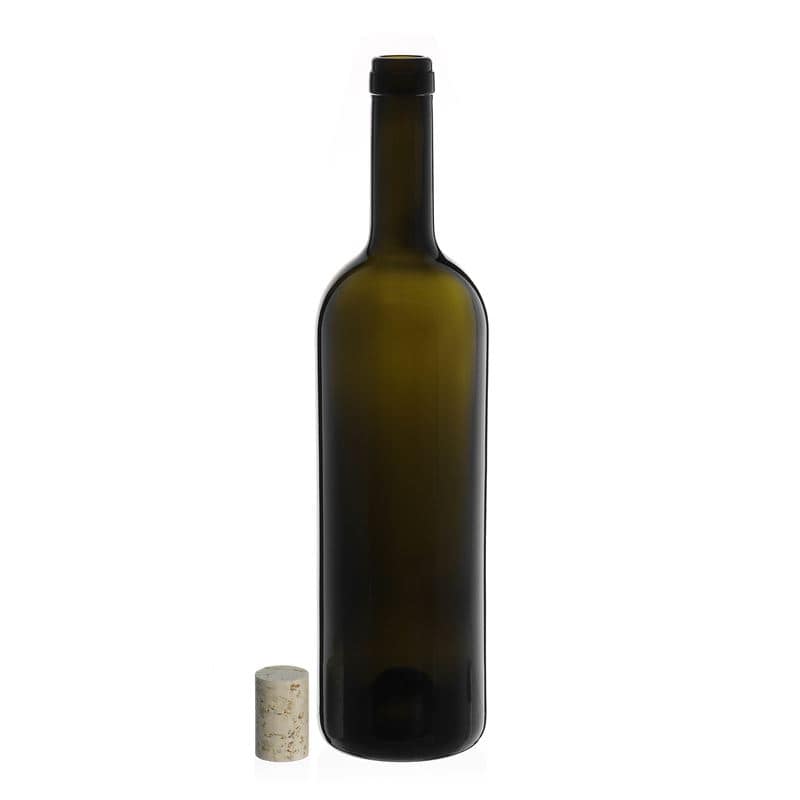 Lahev na víno 750 ml 'Golia', starožitná zelená, uzávěr: korek