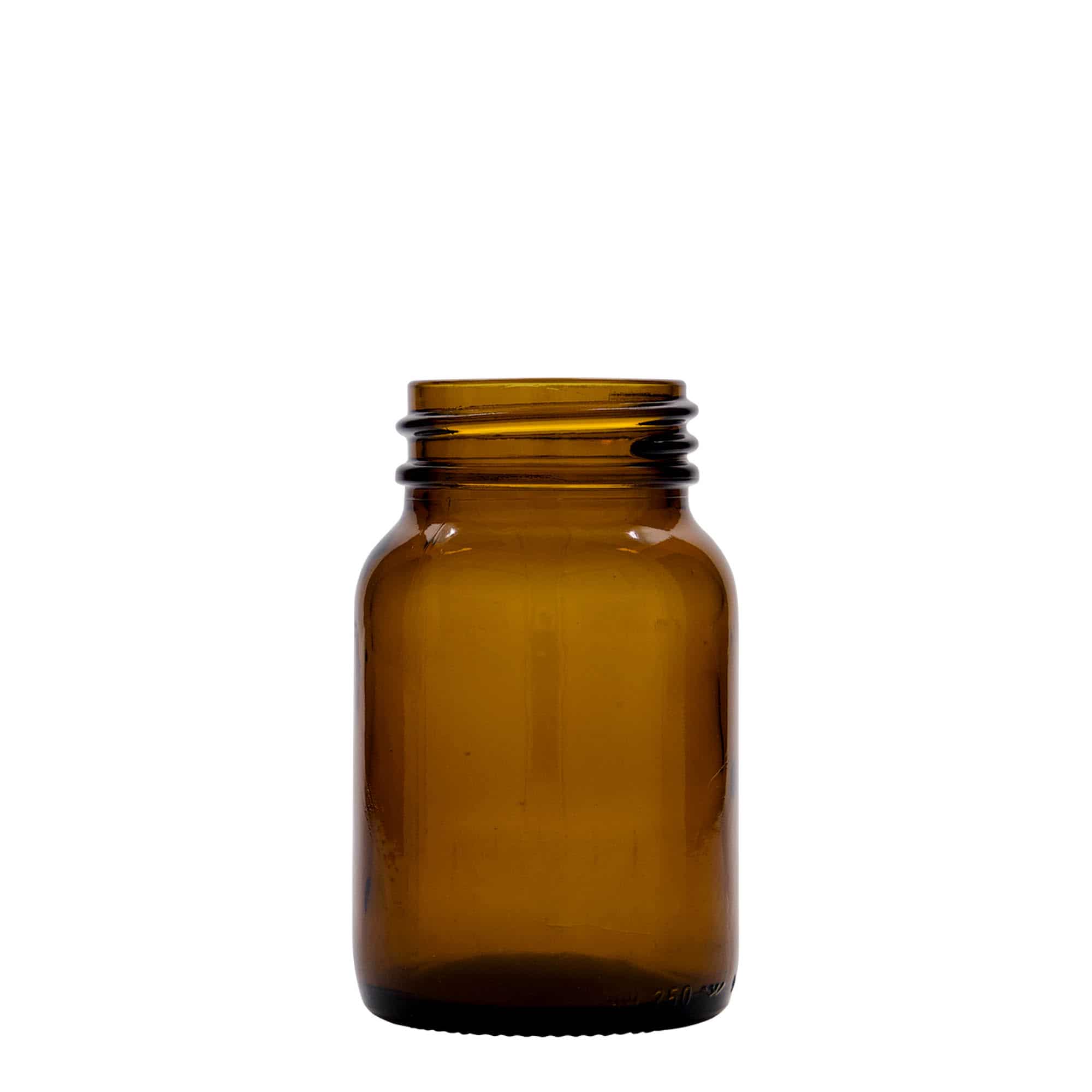 Sklenice s širokým hrdlem 250 ml, hnědá, uzávěr: DIN 55 Sklenice s širokým hrdlem 250 ml, hnědá, uzávěr: DIN 55