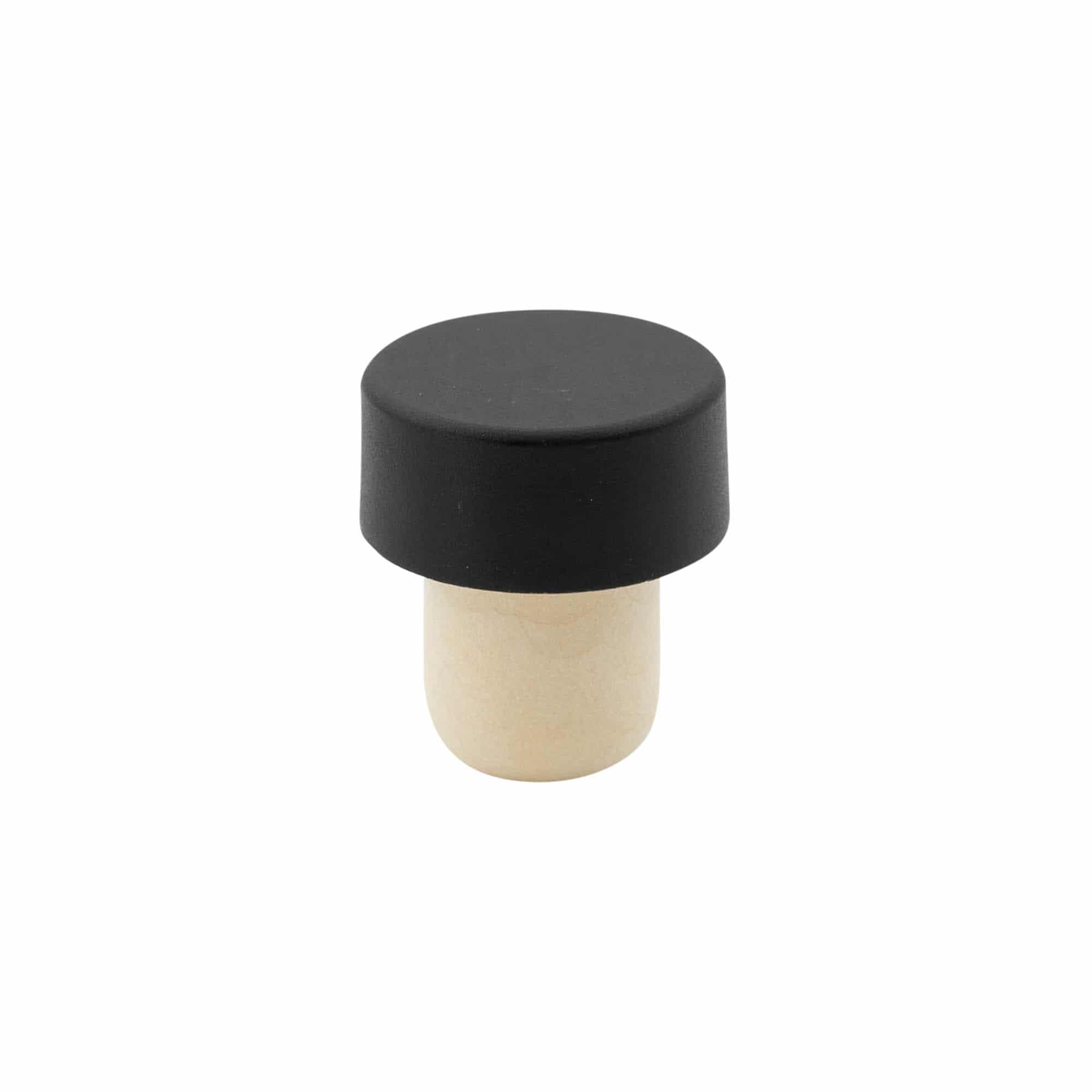 Korek s úchytem 19 mm, plast, černý, pro uzávěr: korek Korek s úchytem 19 mm, plast, černý, pro uzávěr: korek
