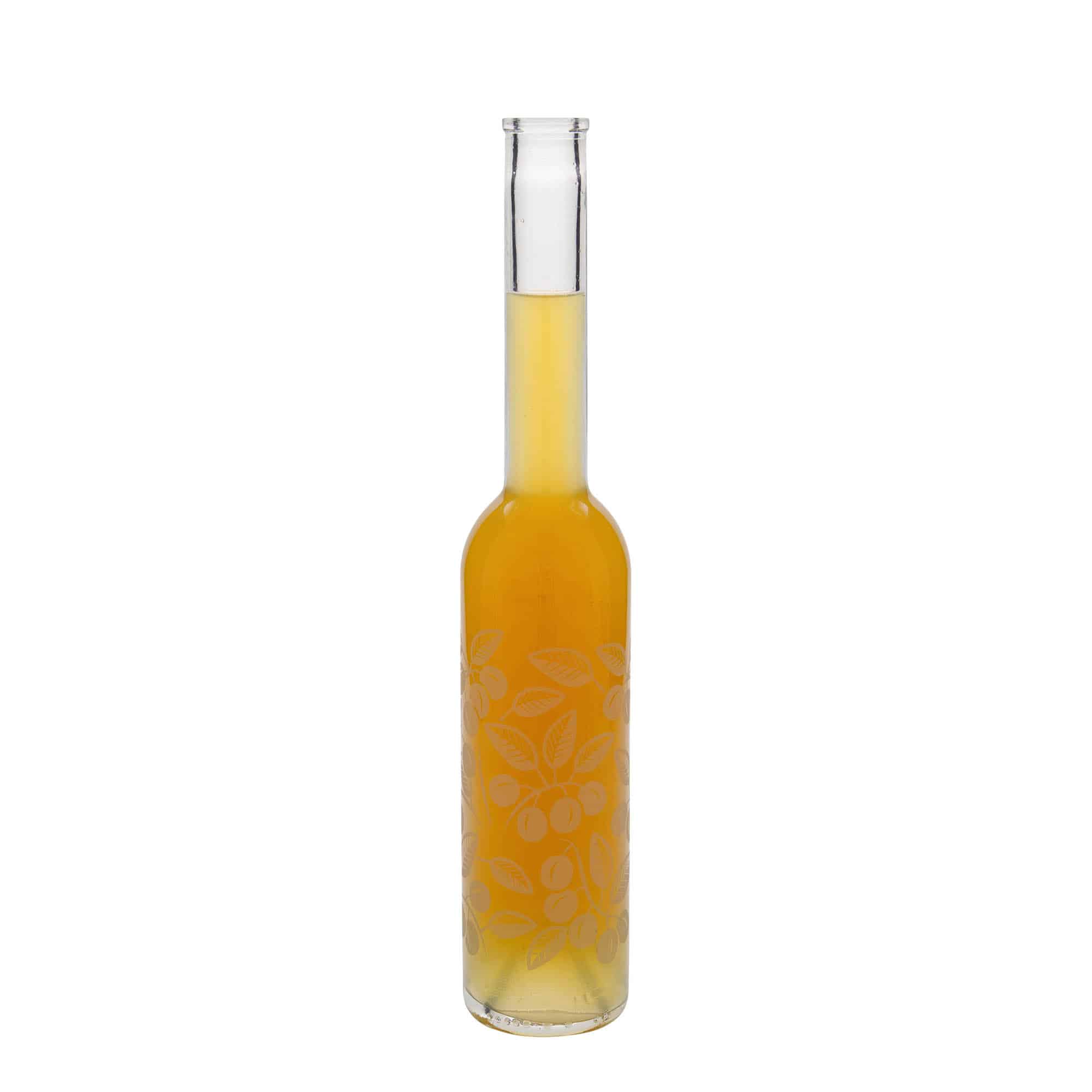 Skleněná lahev 350 ml 'Opera', motiv: Mirabelky, uzávěr: korek