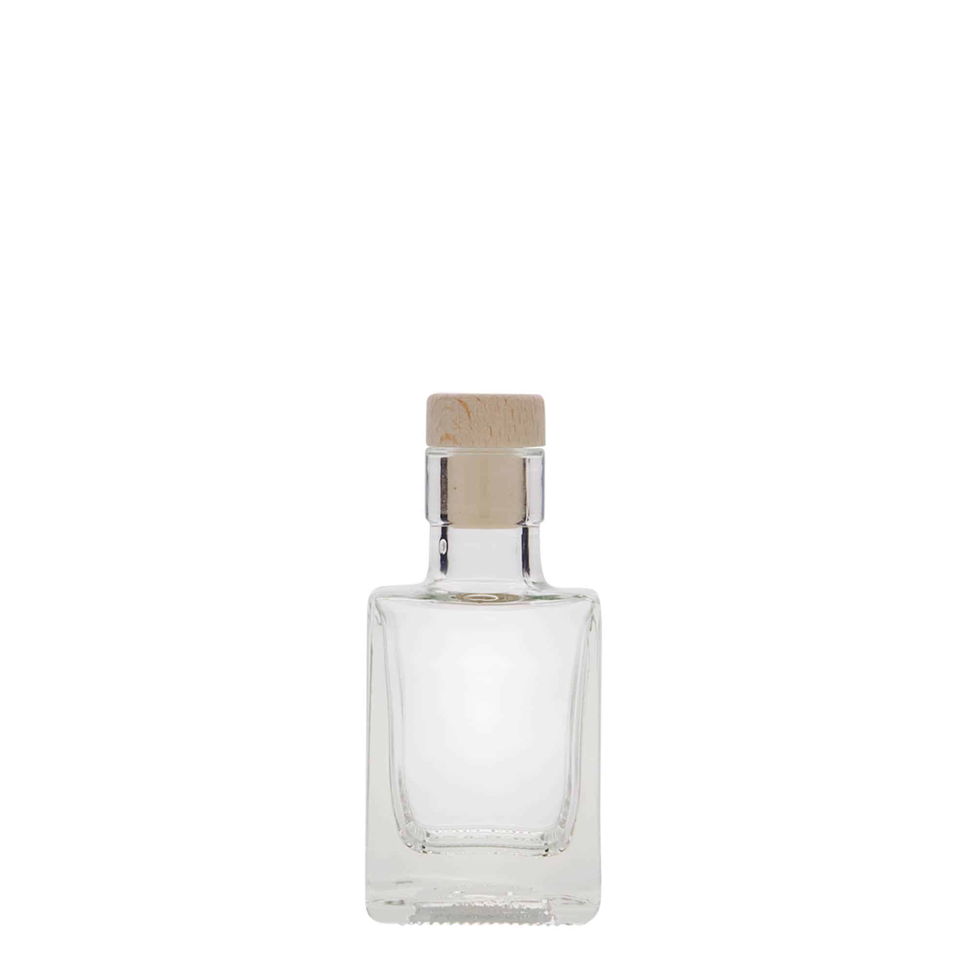 Skleněná lahev 50 ml 'Cube', čtvercová, uzávěr: korek