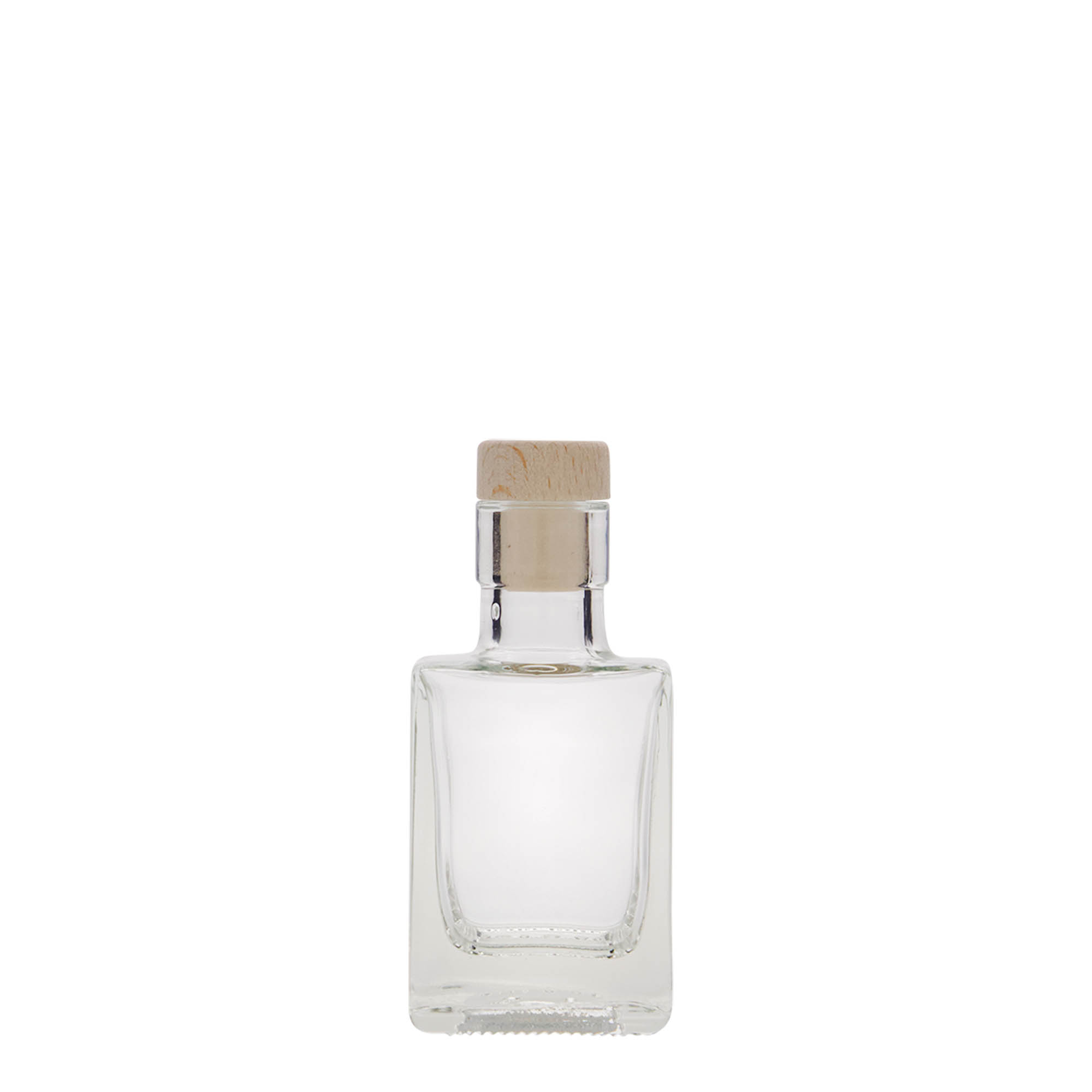 50 ml skleněná lahvička 'Cube', čtvercová, hrdlo: korek