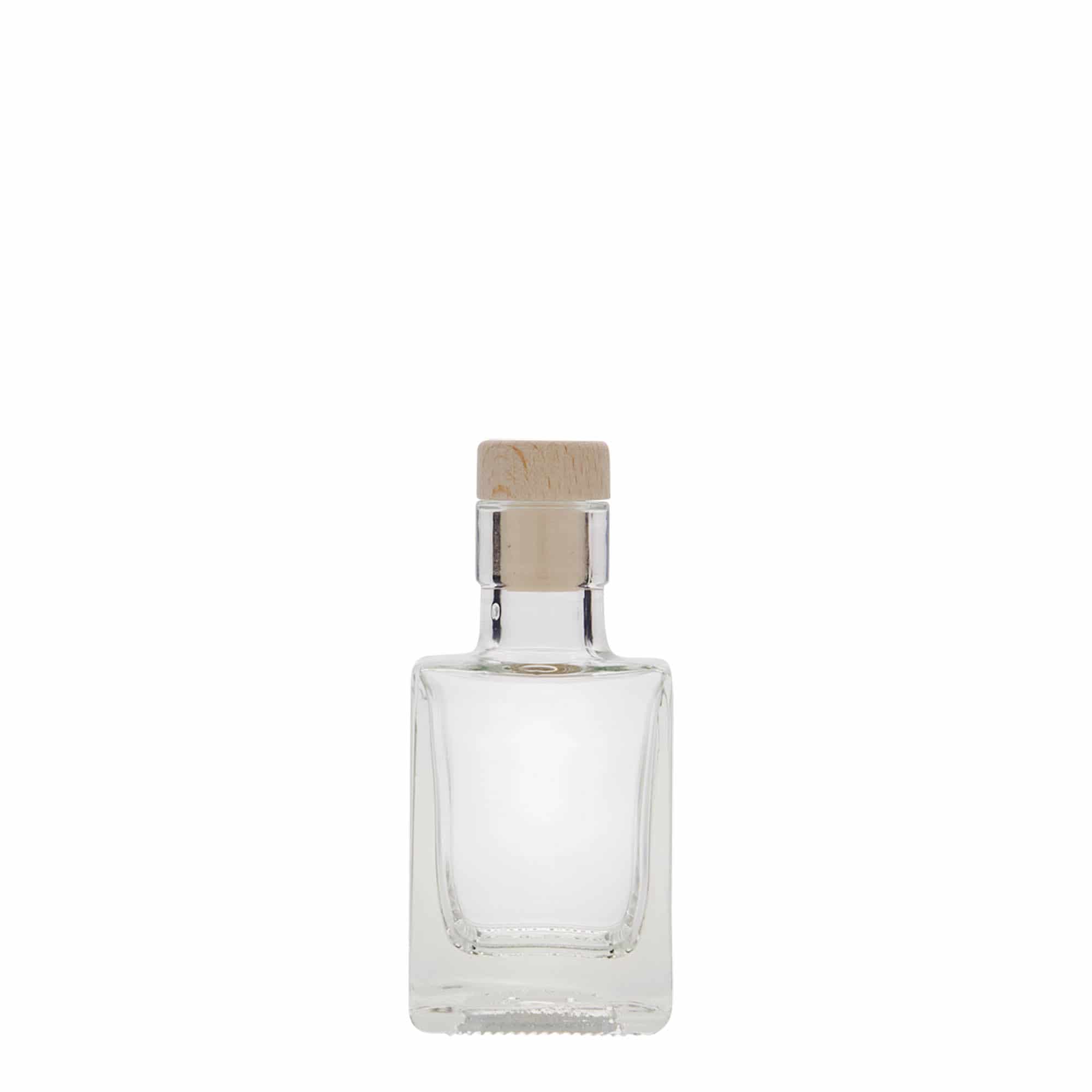 50 ml skleněná lahvička „Cube“, čtvercová, hrdlo: korek