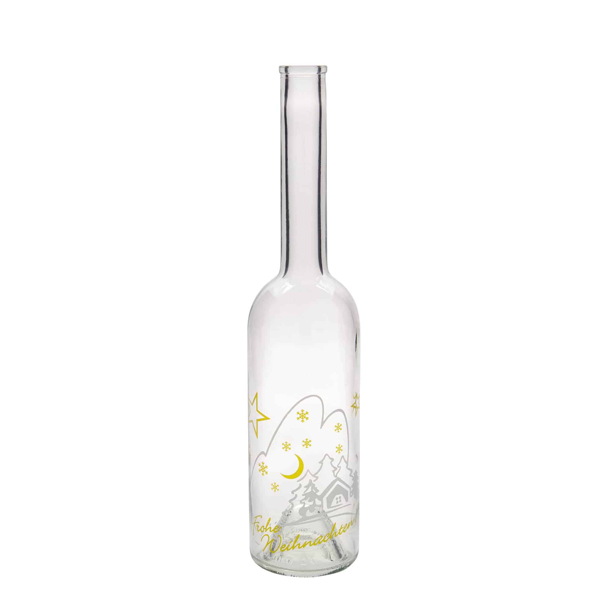 500 ml skleněná láhev 'Opera', motiv: vánoční idyla, hrdlo: korek