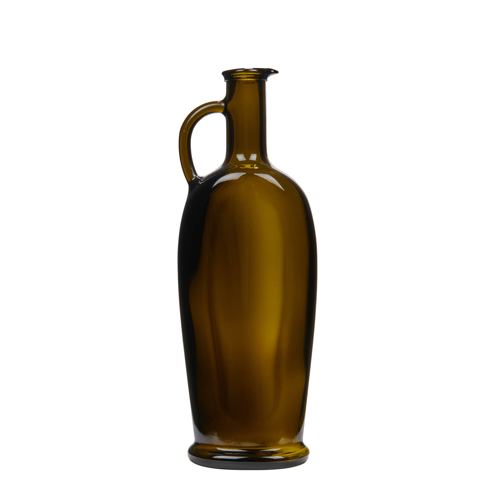 500 ml skleněná láhev 'Eleganta', oválná, antikzelená, hrdlo: korek