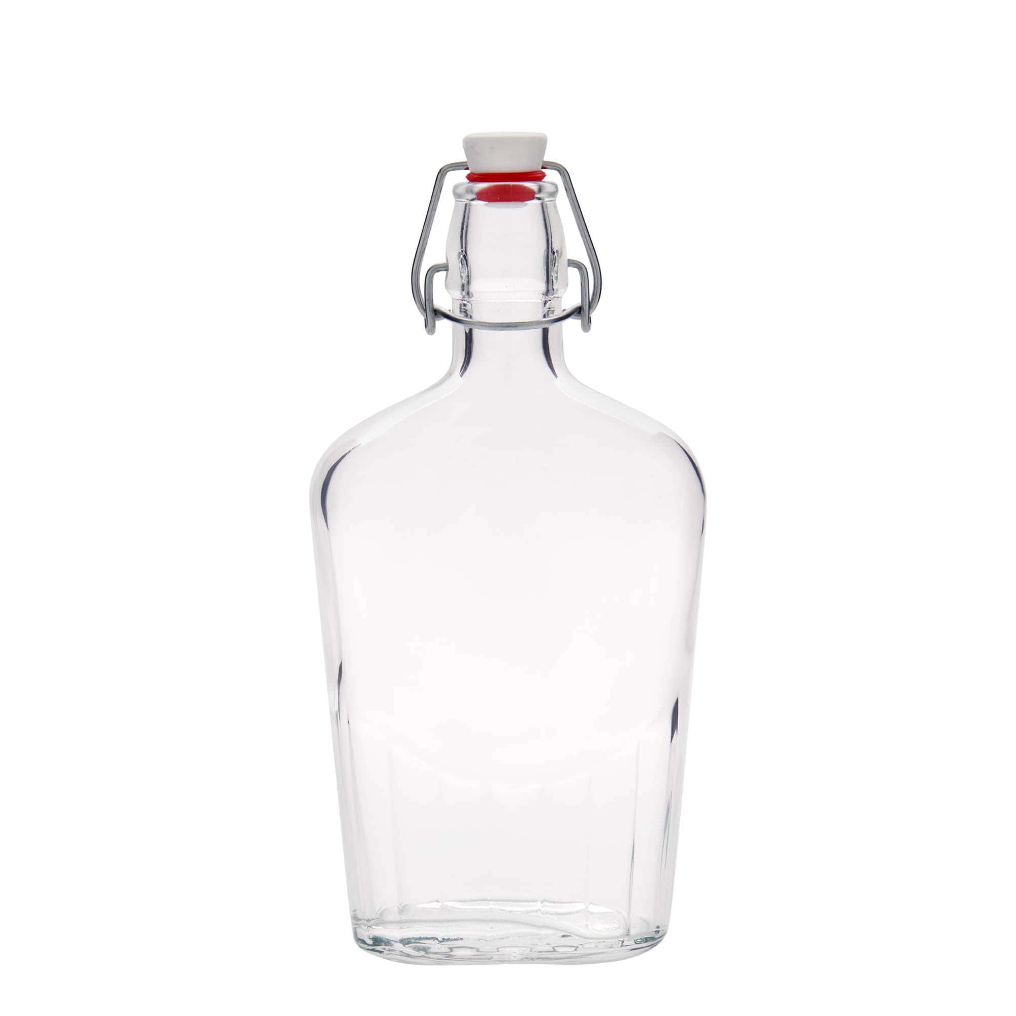 500 ml skleněná láhev „Fiaschetta“, oválná, hrdlo: uzávěr s pákou
