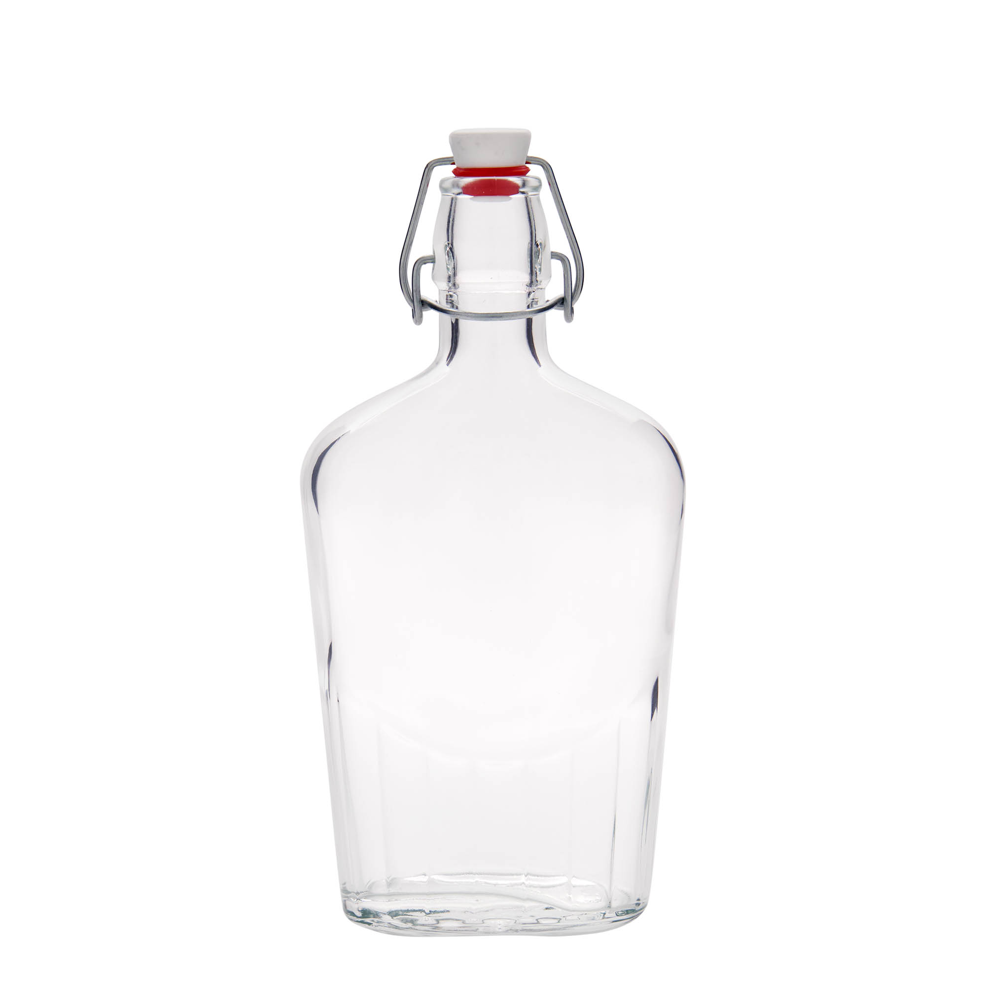 500 ml skleněná láhev „Fiaschetta“, oválná, hrdlo: uzávěr s pákou