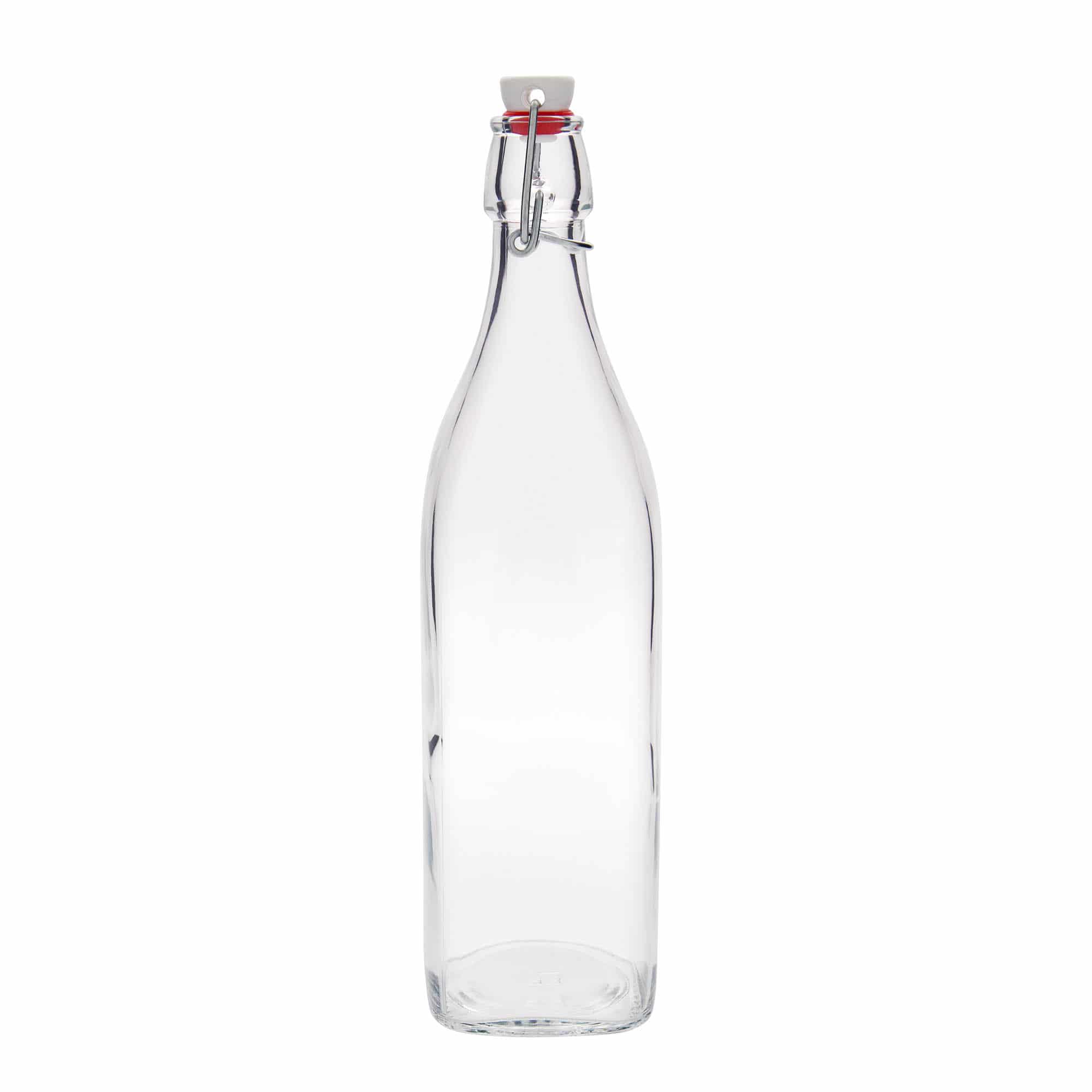 Skleněná lahev 1000 ml , 'Swing', čtvercová, uzávěr: třmenový uzávěr Skleněná lahev 1000 ml , 'Swing', čtvercová, uzávěr: třmenový uzávěr