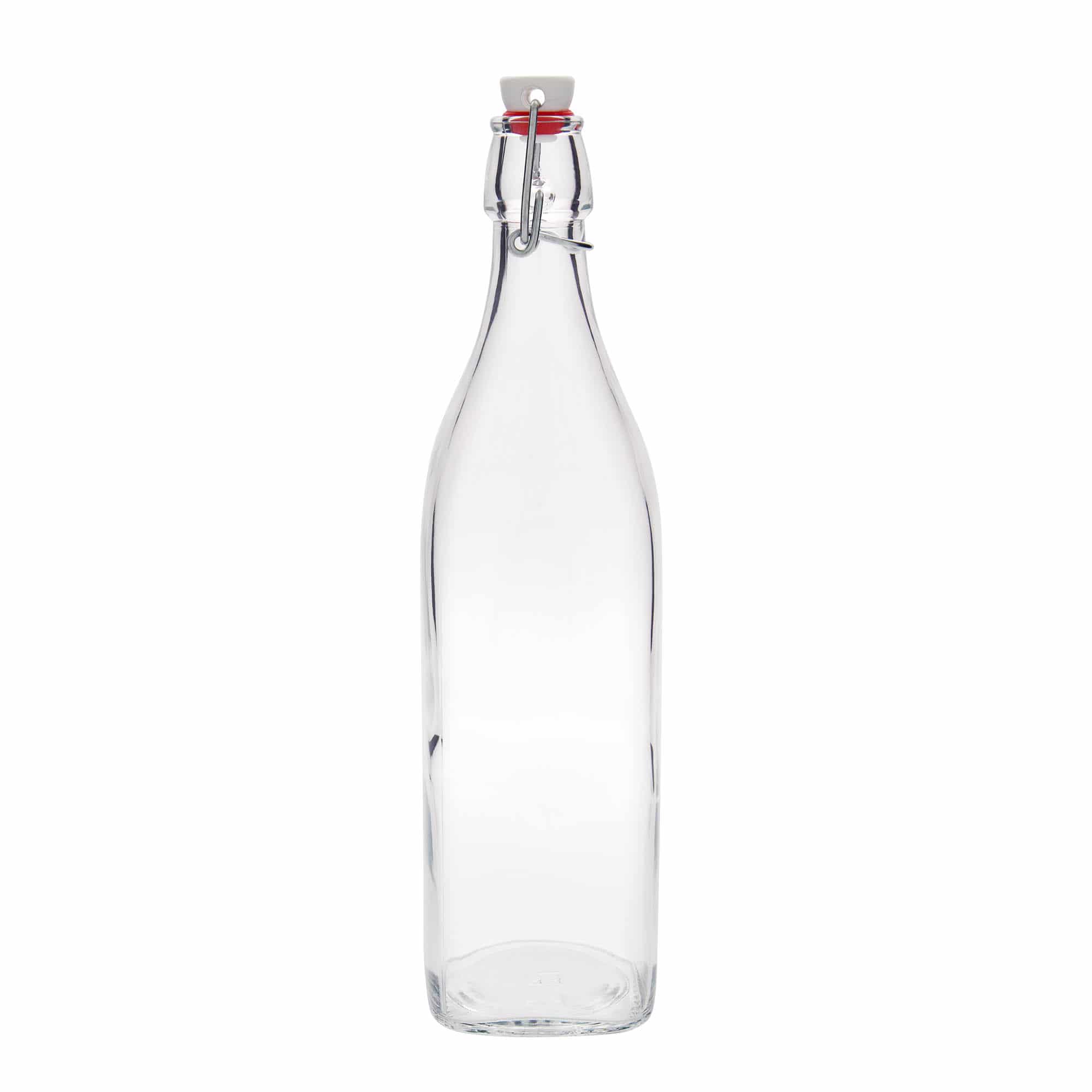 1.000 ml skleněná láhev „Swing, čtvercová, hrdlo: uzávěr s pákou