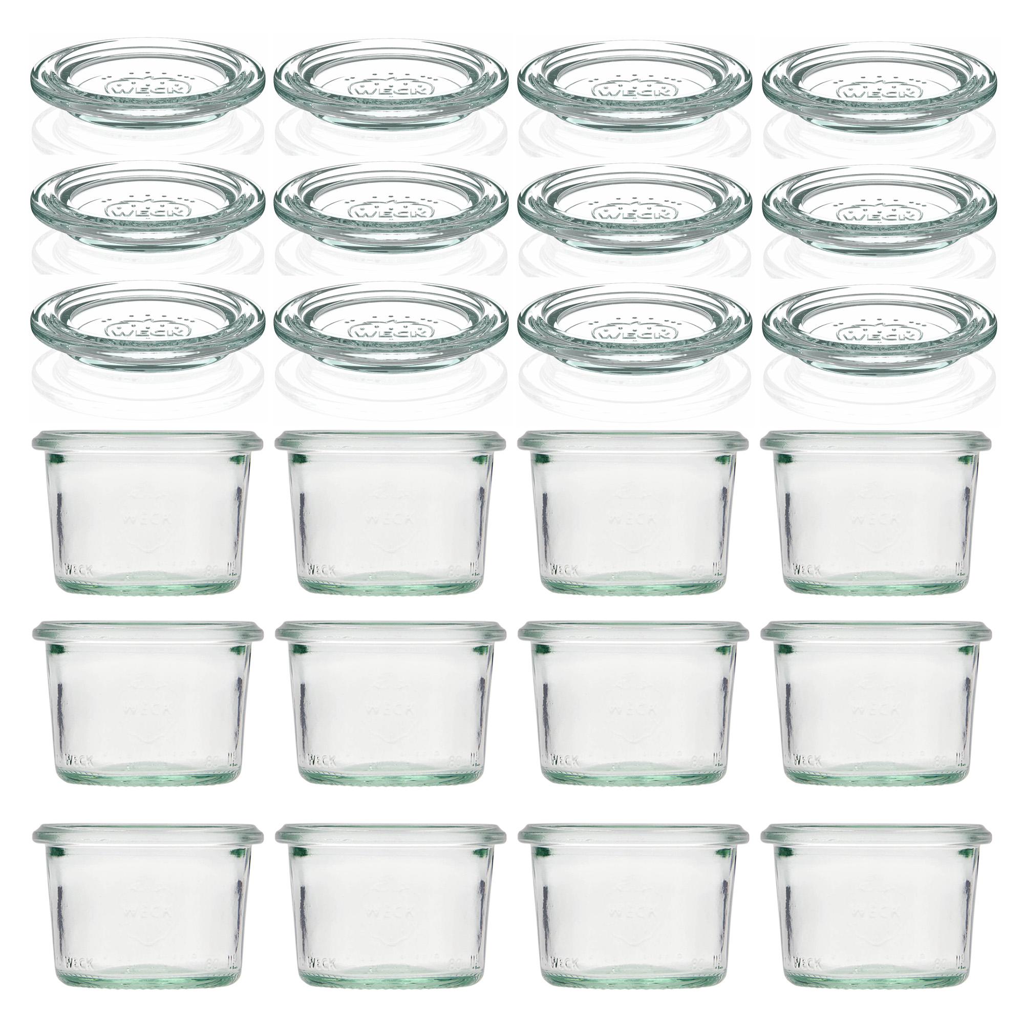 12x 80 ml WECK zavařovací sklenice se skleněným víčkem RR 60