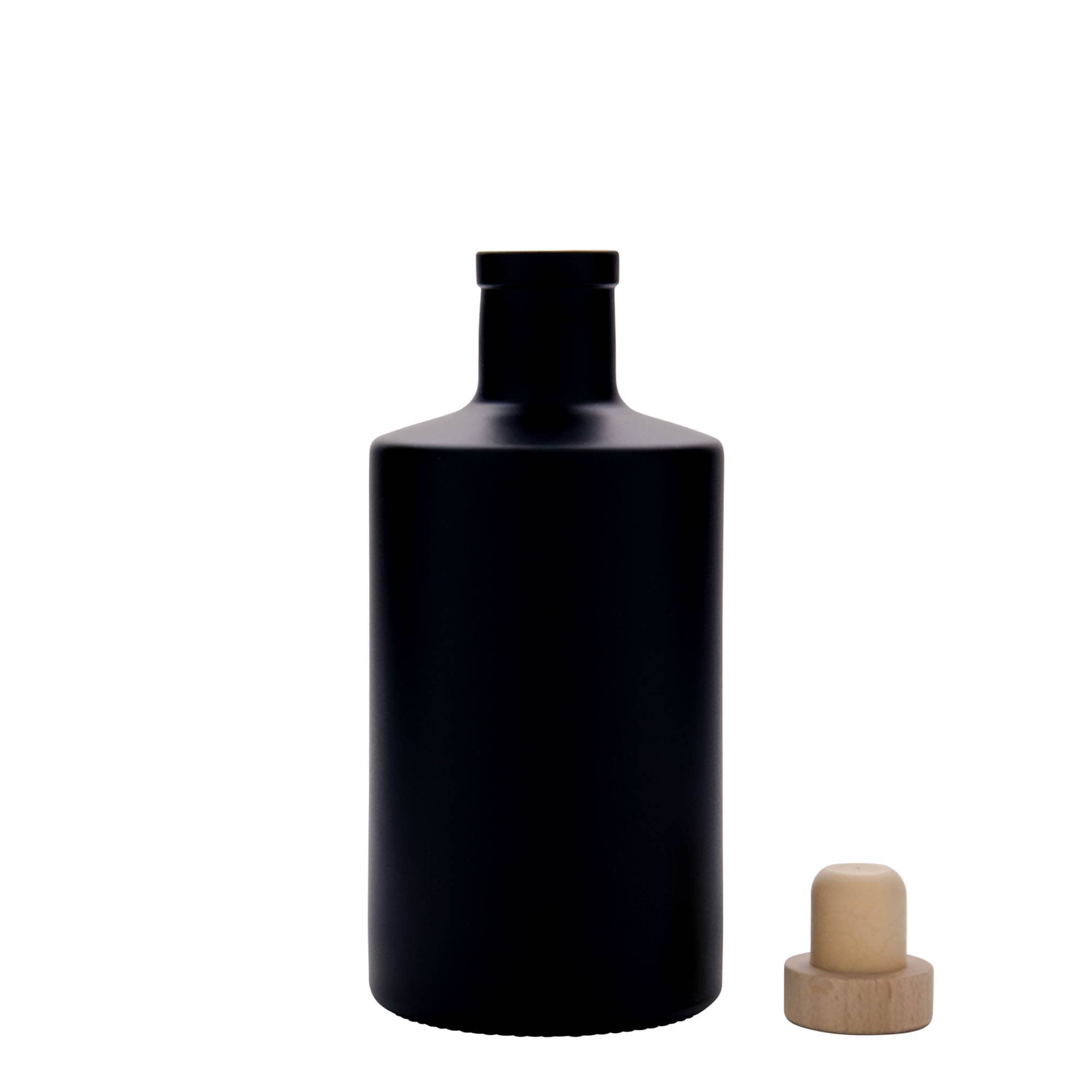 500 ml skleněná láhev 'Caroline', černá, hrdlo: korek