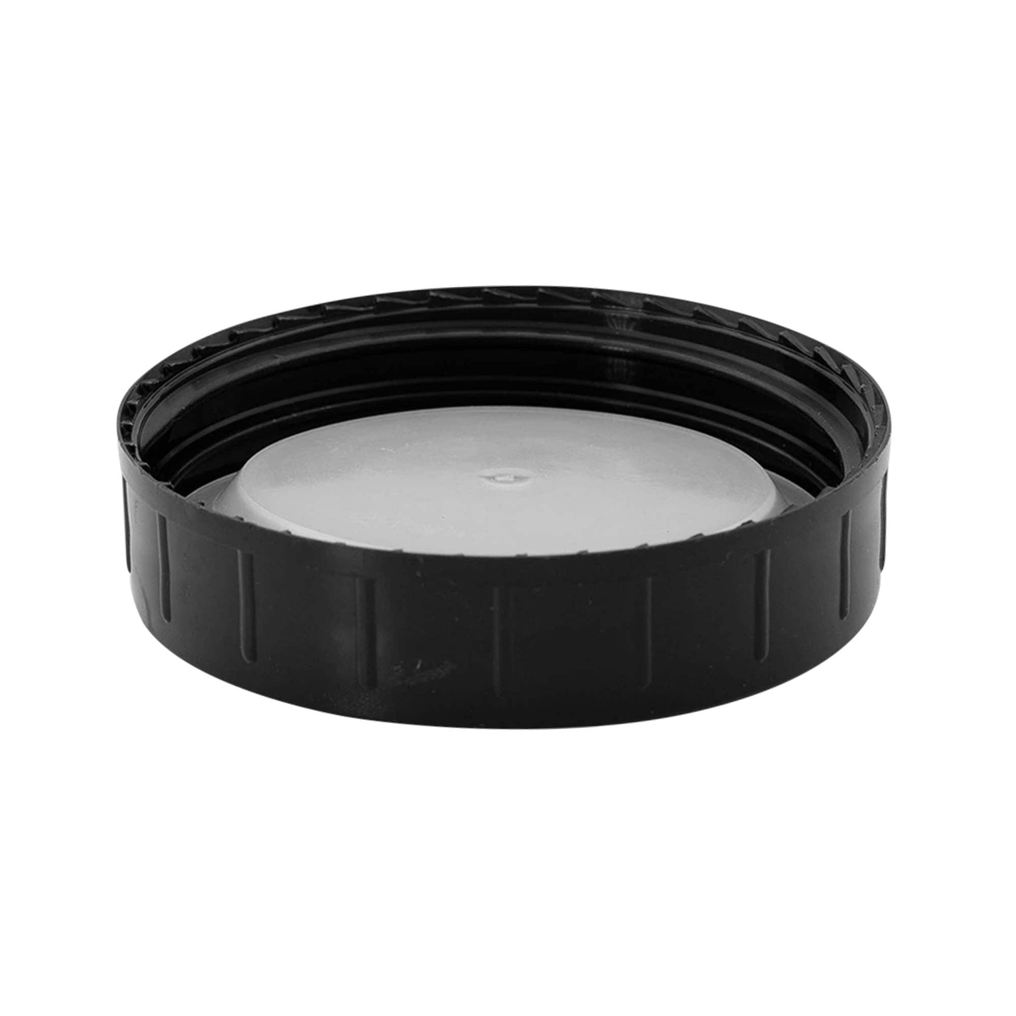 Uzávěr na šroub, plast PP, černý, pro hrdlo: DIN 68