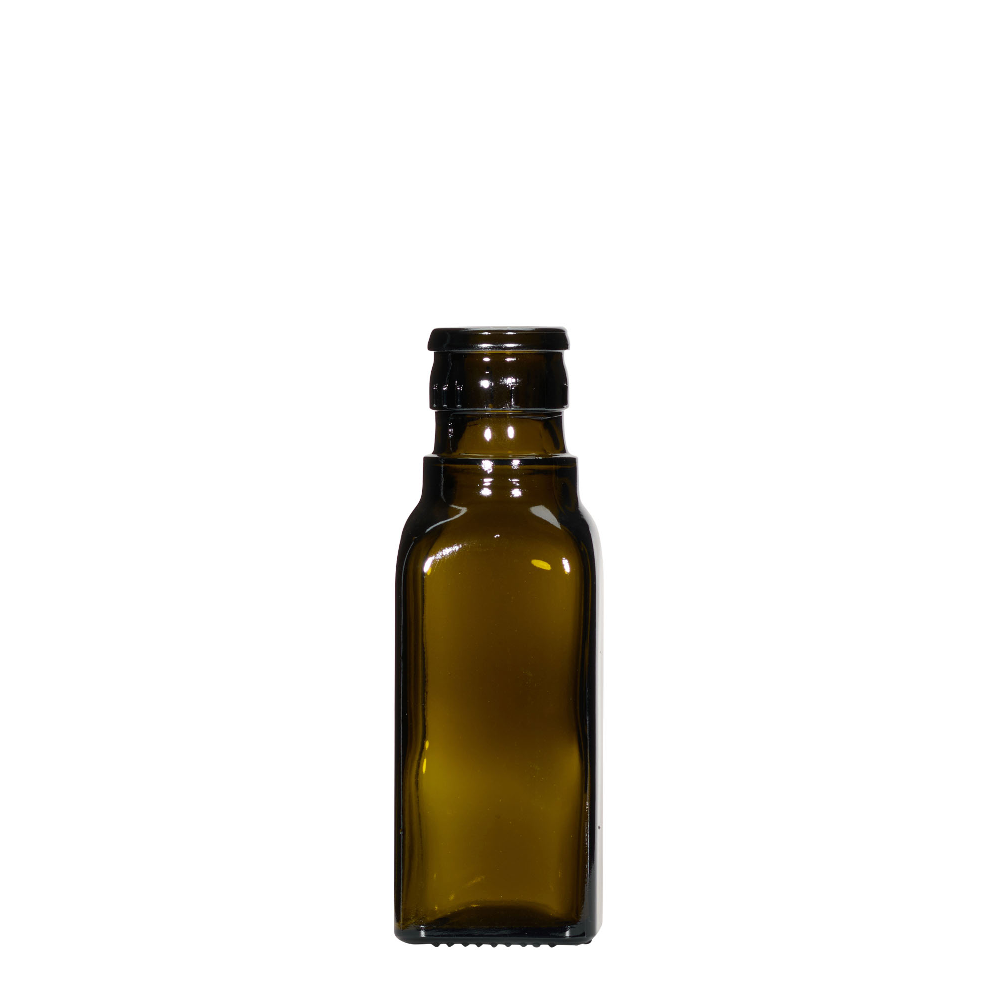 100 ml láhev na ocet/olej 'Quadra', sklo, čtvercová, antik zelená, hrdlo: DOP 100 ml láhev na ocet/olej 'Quadra', sklo, čtvercová, antik zelená, hrdlo: DOP