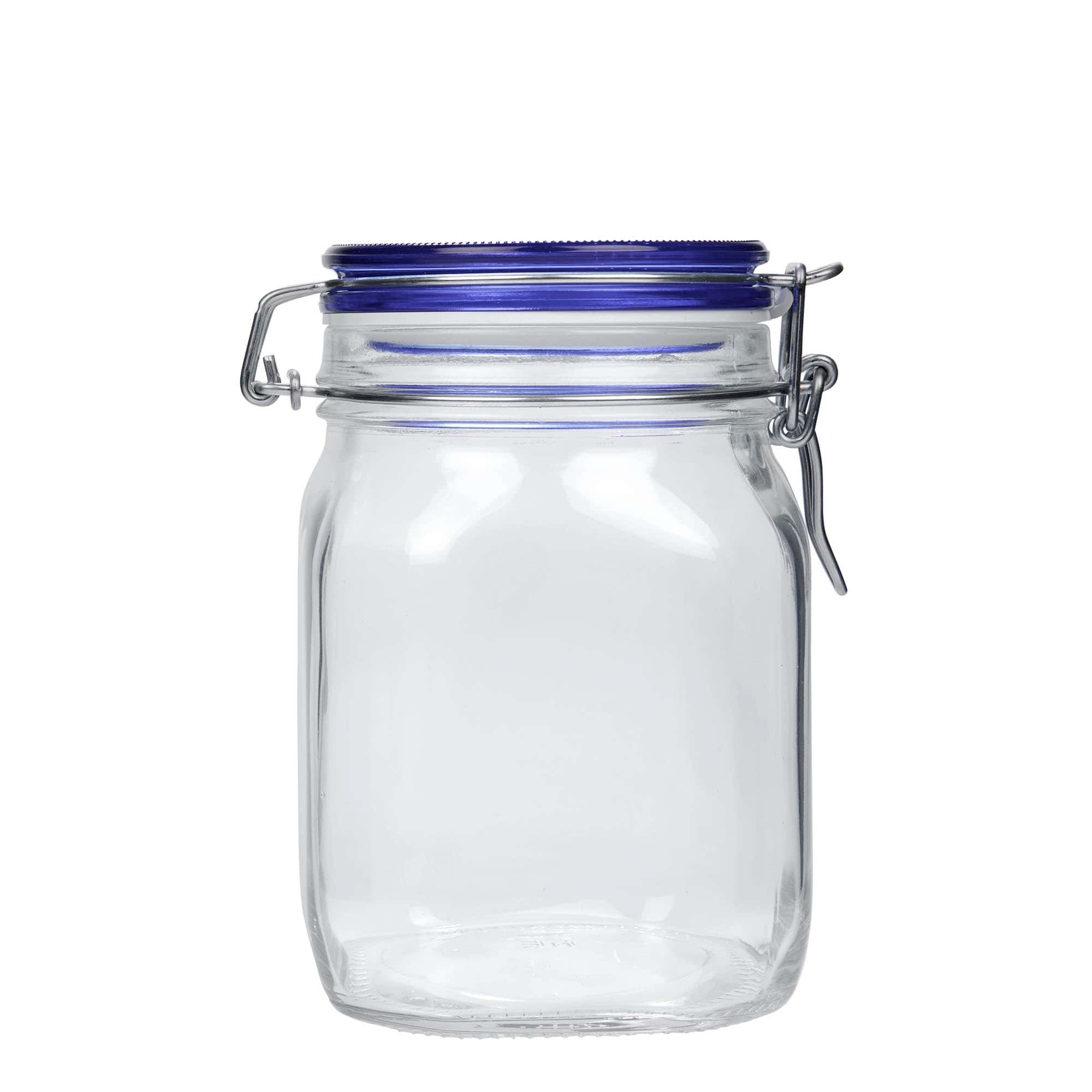 Sklenice s drátěným uzávěrem 1000 ml 'Fido' Blue Top, čtvercová, uzávěr: drátěný uzávěr Sklenice s drátěným uzávěrem 1000 ml 'Fido' Blue Top, čtvercová, uzávěr: drátěný uzávěr