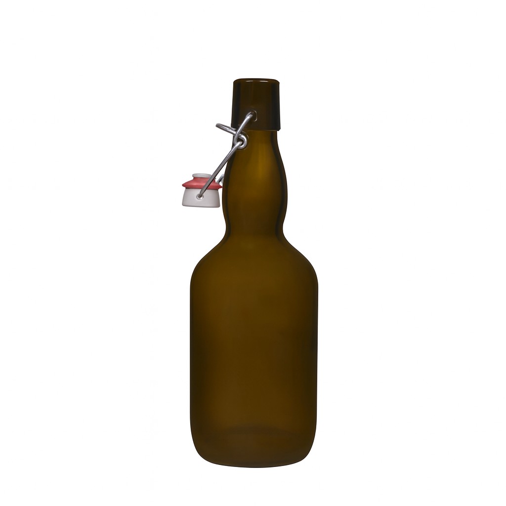 500 ml pivní láhev s krkem, sklo, antikně zelená, hrdlo: uzávěr s pákou 500 ml pivní láhev s krkem, sklo, antikně zelená, hrdlo: uzávěr s pákou