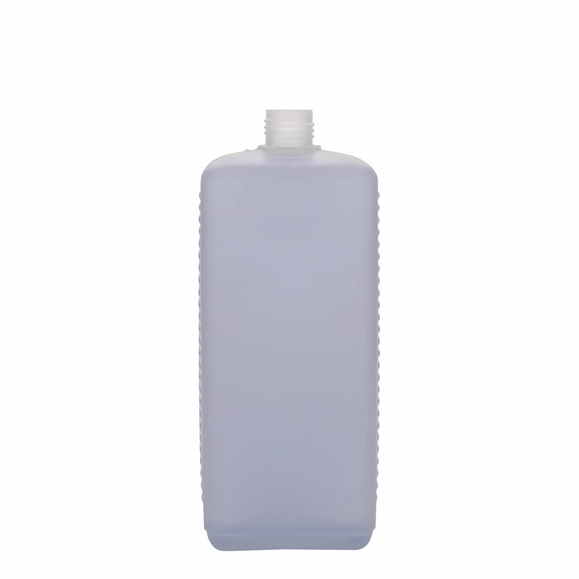 Kanystr 1000 ml, hranatý, plast HDPE, přírodní, uzávěr: DIN 25 EPE