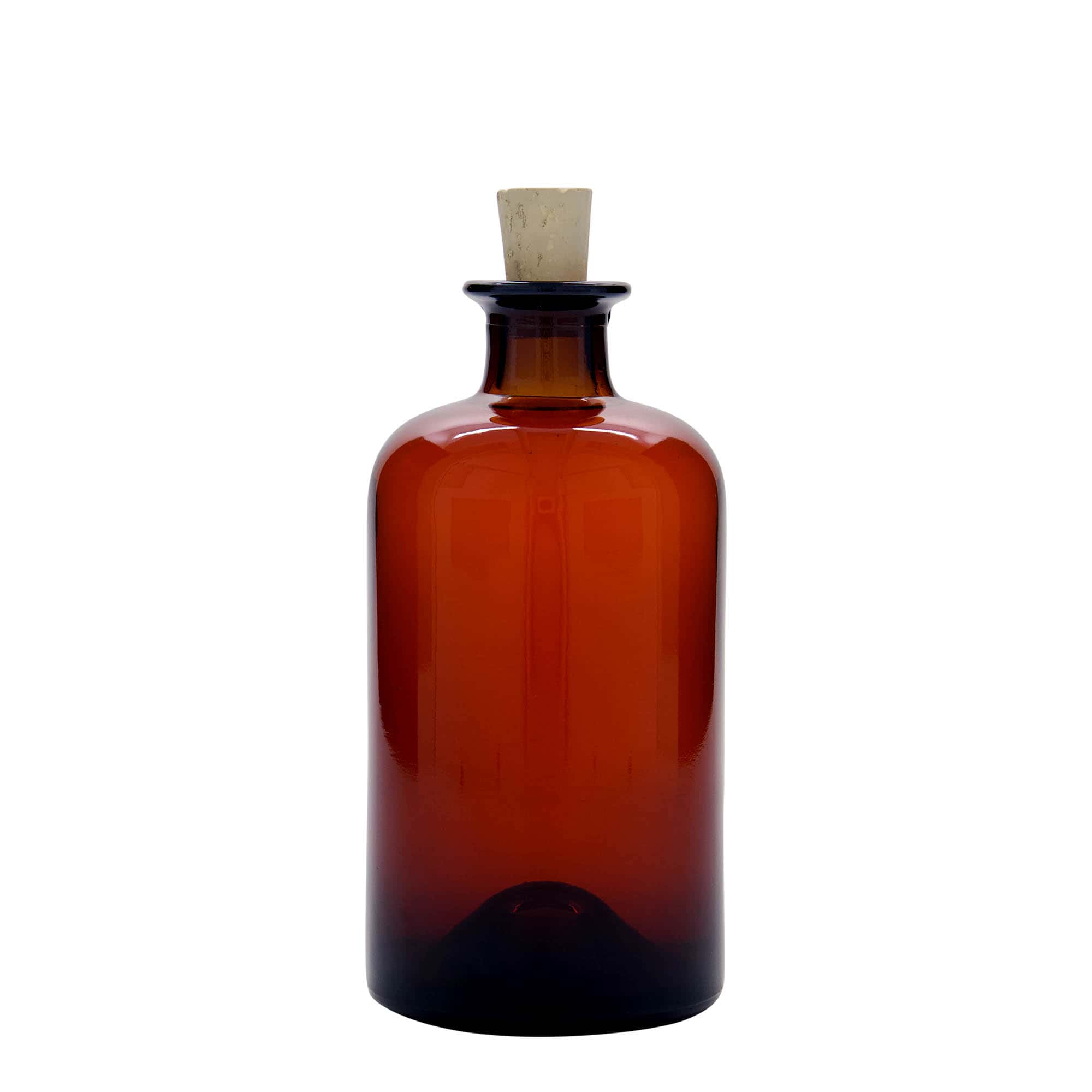 Skleněná lahev 500 ml lékárenská, hnědá, uzávěr: korek
