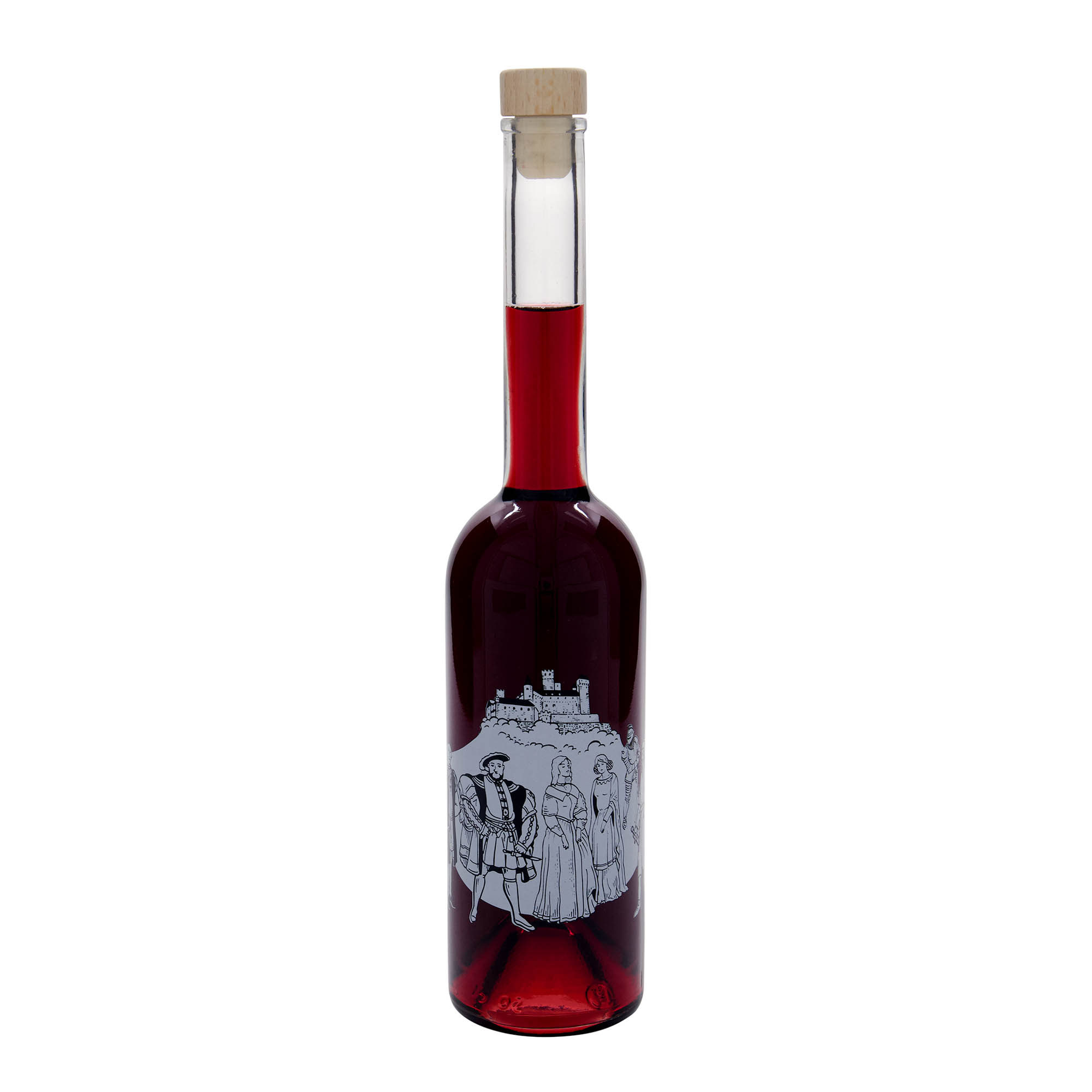 500 ml skleněná láhev 'Opera', motiv: Středověk, hrdlo: korek 500 ml skleněná láhev 'Opera', motiv: Středověk, hrdlo: korek