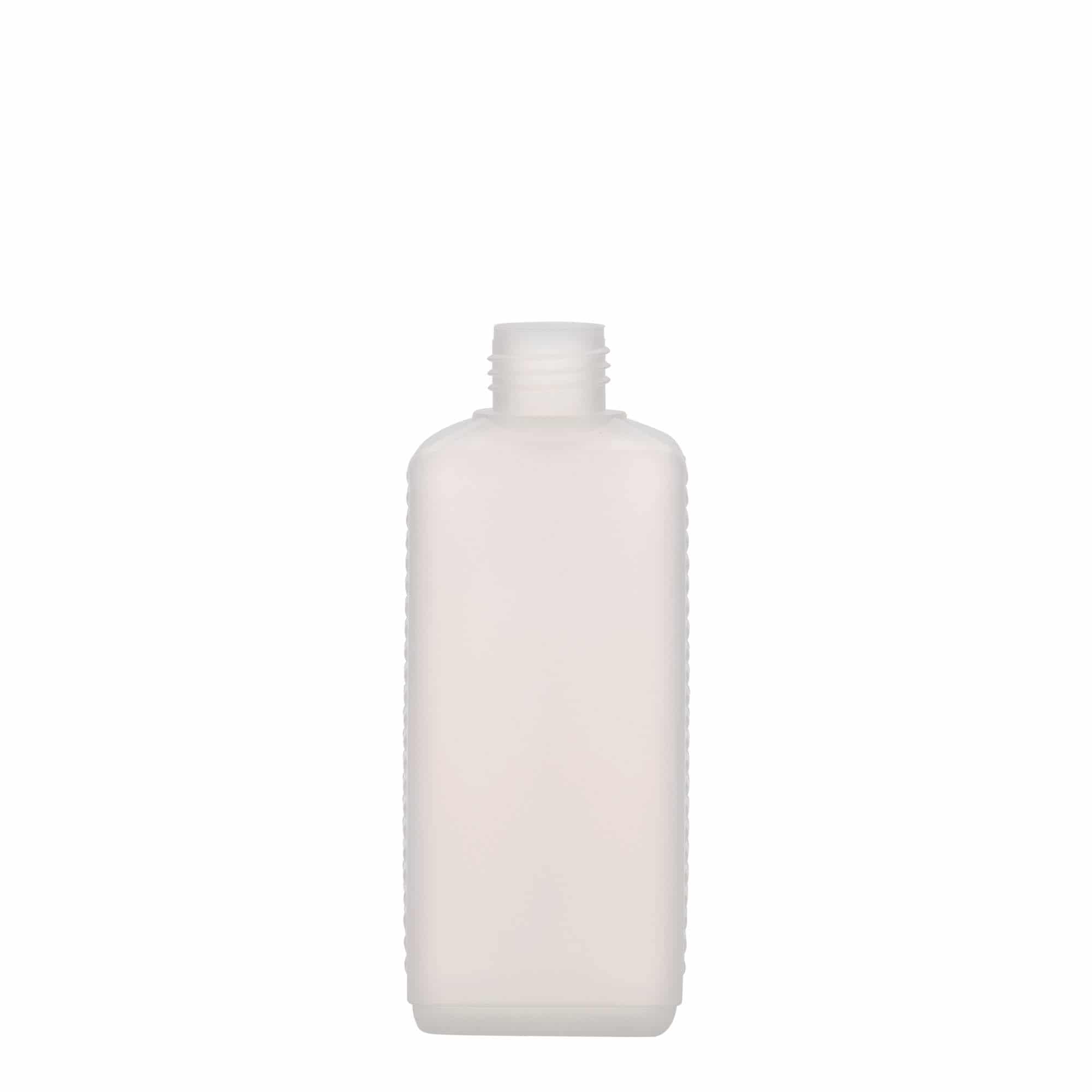 Kanystr 250 ml, hranatý, plast HDPE, přírodní, uzávěr: DIN 25 EPE