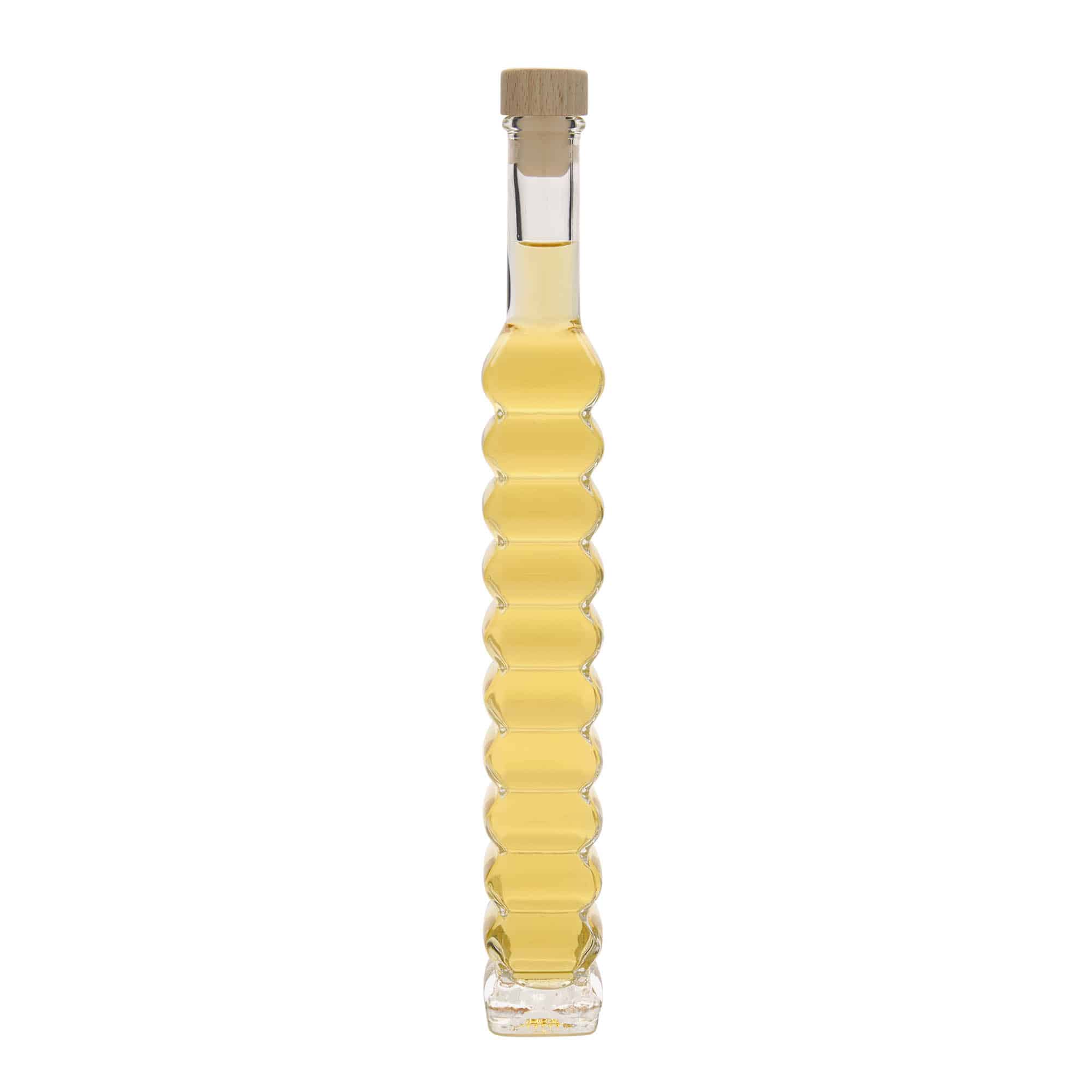 Skleněná lahev 200 ml , 'Řím', čtvercová, uzávěr: korek