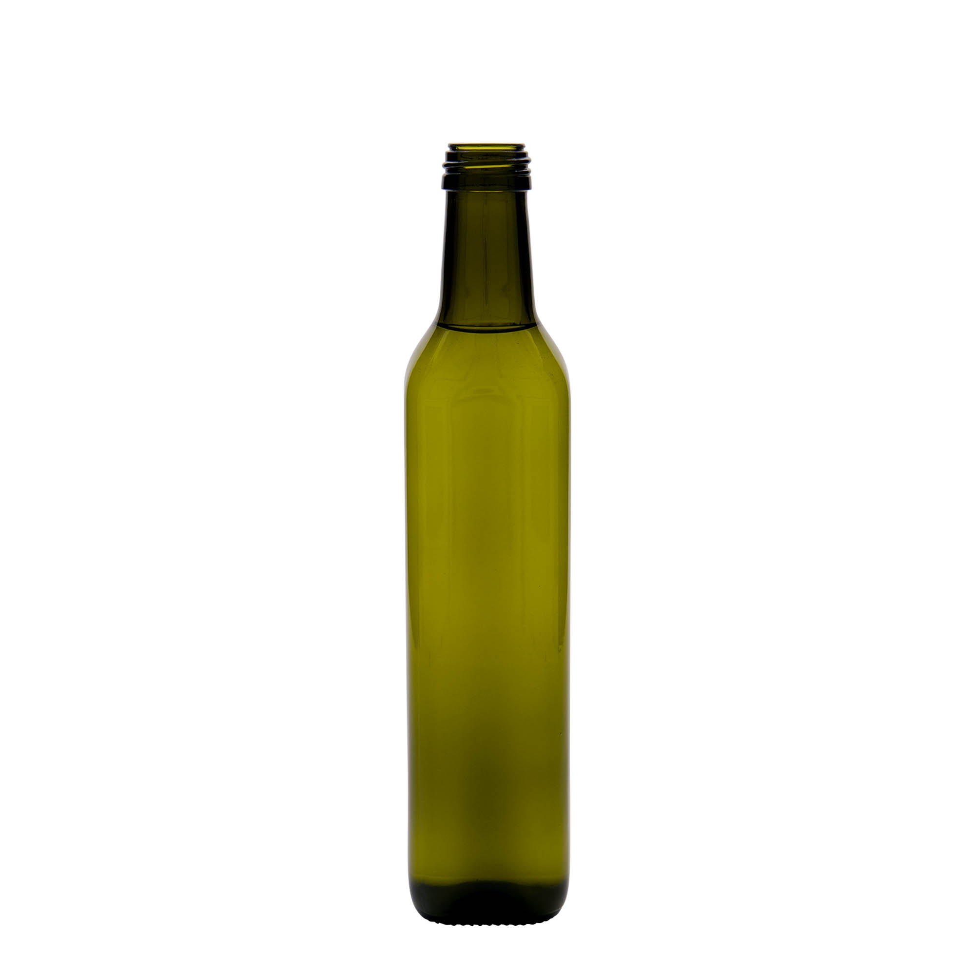 500 ml skleněná láhev 'Marasca', čtvercová, antik zelená, hrdlo: PP 31,5 500 ml skleněná láhev 'Marasca', čtvercová, antik zelená, hrdlo: PP 31,5