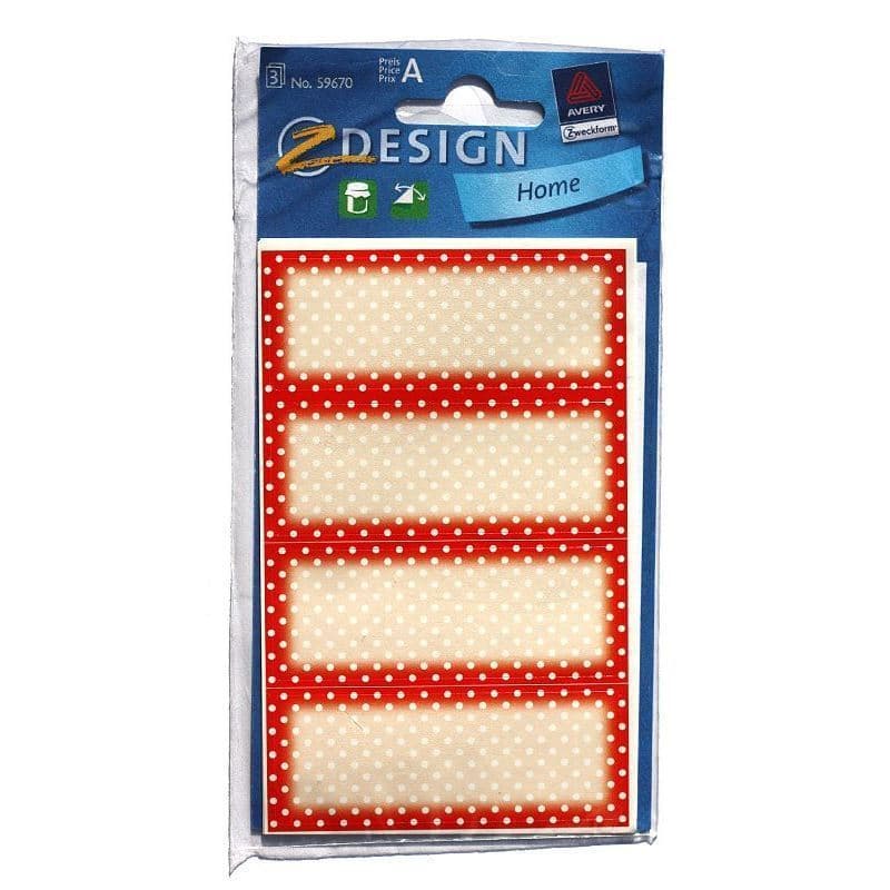 Účelové štítky 'Red Dots', obdélníkové, papír, červené