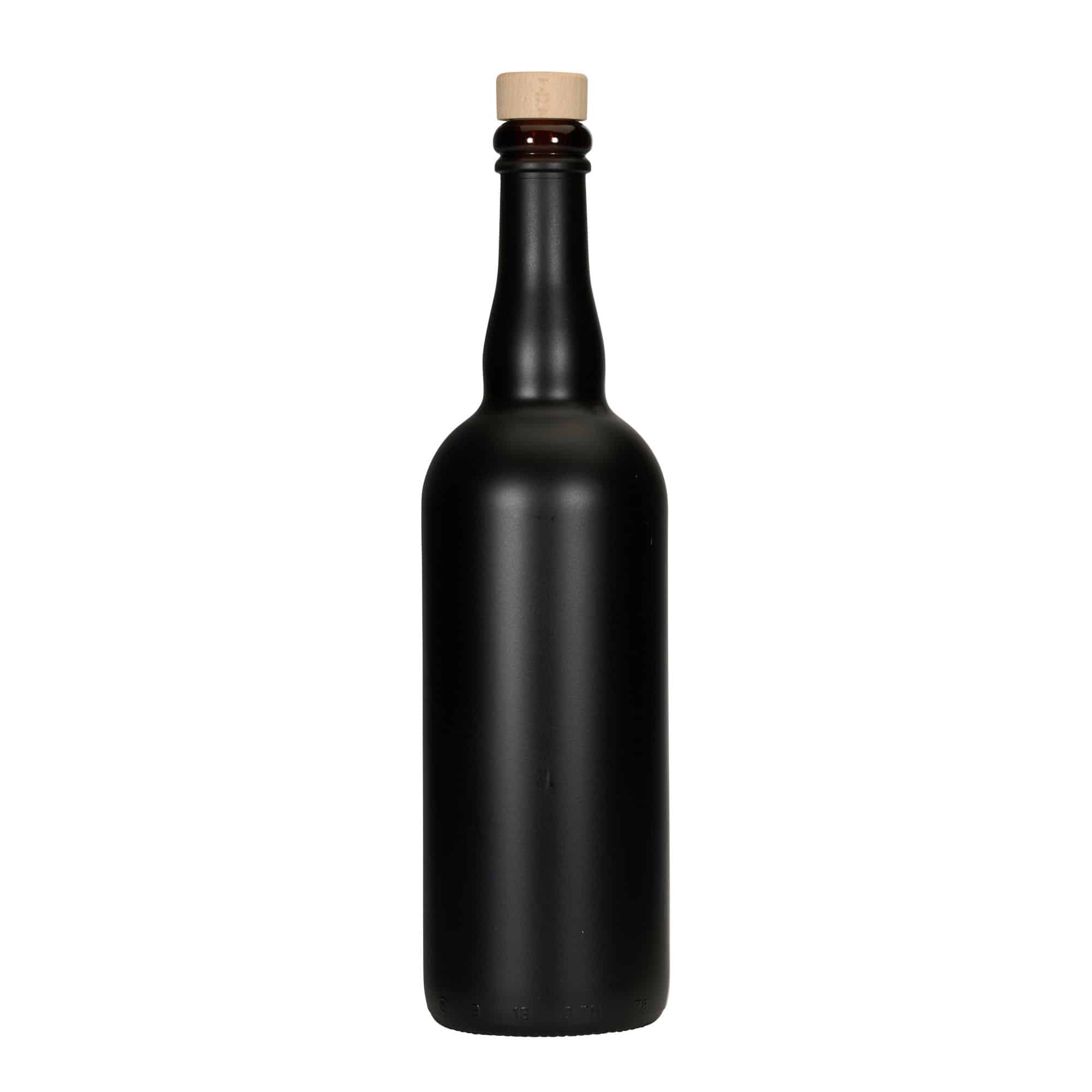 750 ml pivní láhev Belgie, sklo, černá, hrdlo: korek