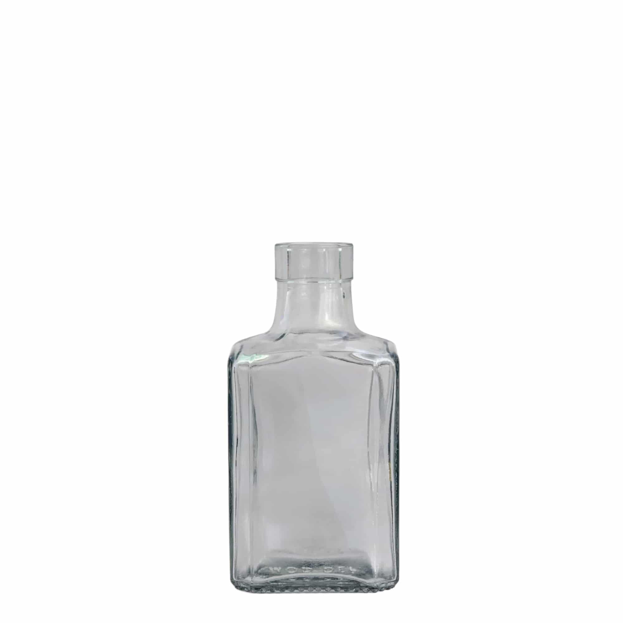 250 ml skleněná láhev 'Decanter Quadro Oberband', čtvercová, hrdlo: korek