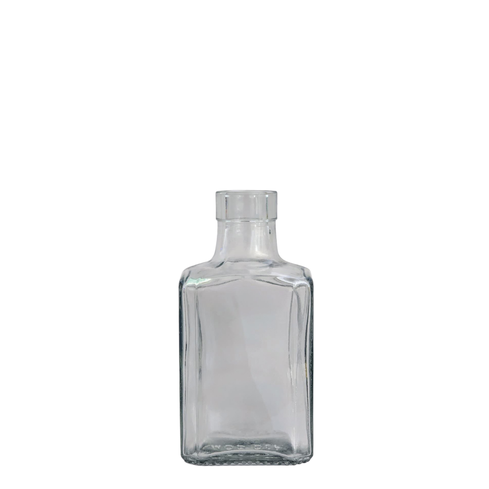 250 ml skleněná láhev „Decanter Quadro Oberband“, čtvercová, hrdlo: korek
