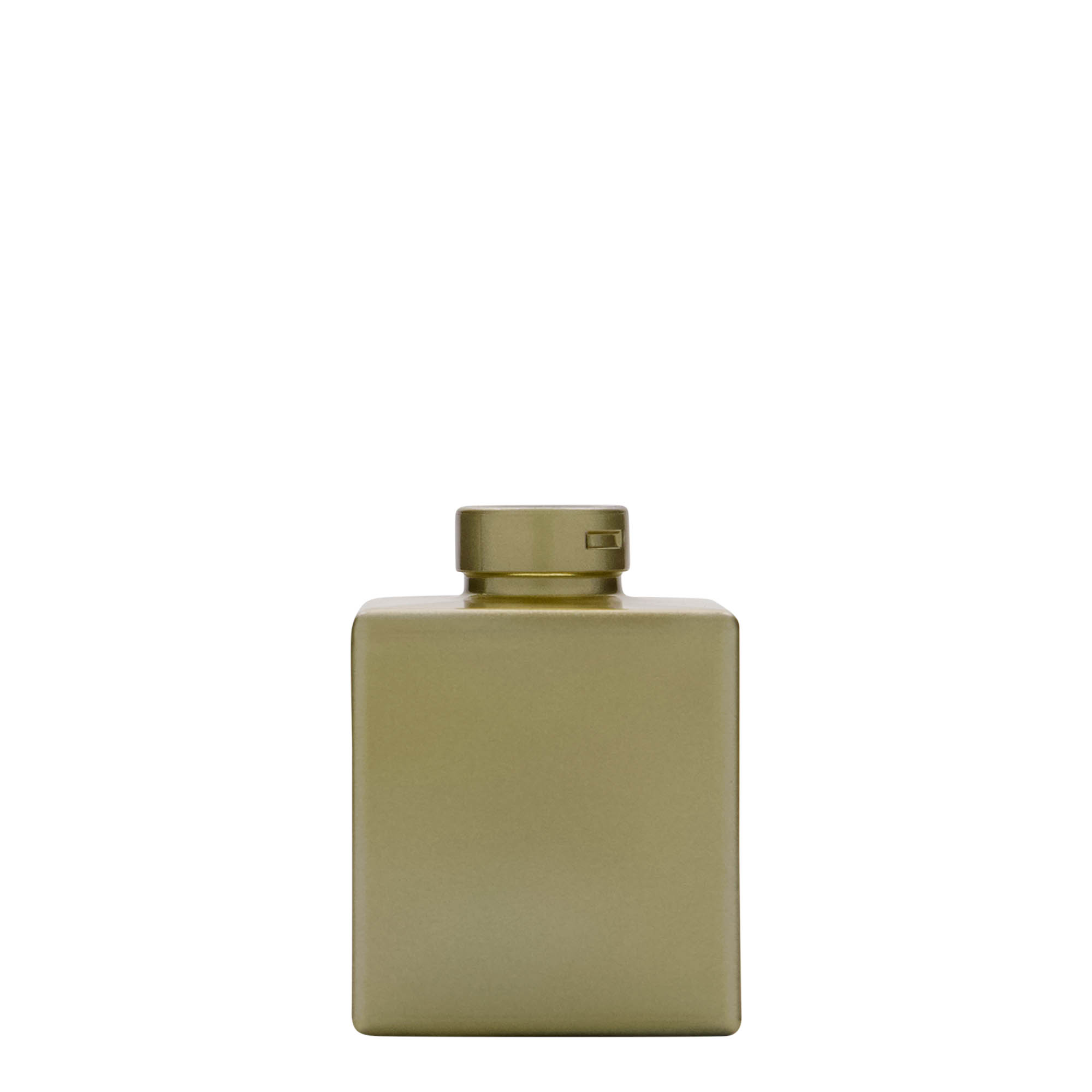 100 ml skleněná lahvička 'Cube', čtvercová, zlatá, hrdlo: korek