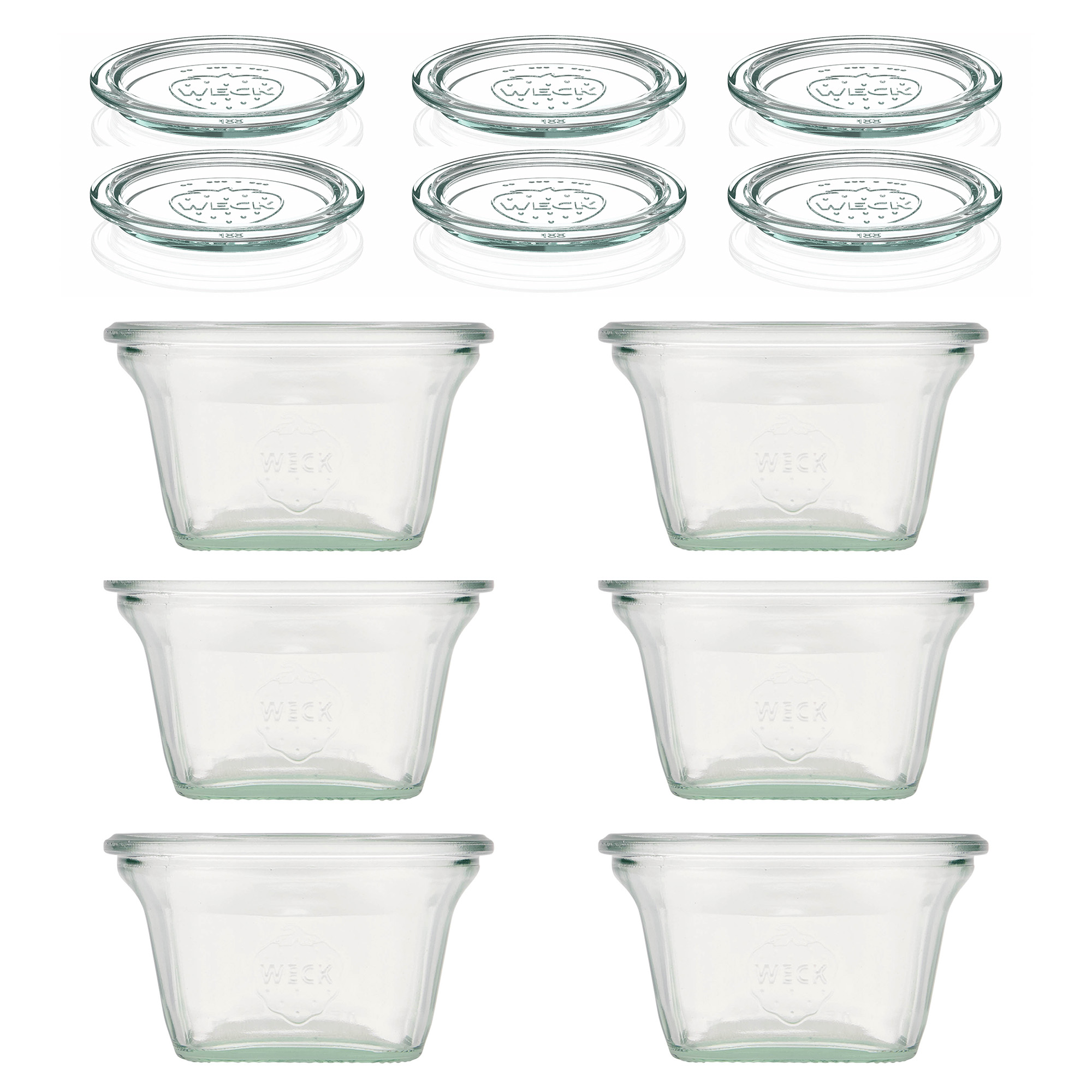 6x 290 ml WECK Quadro sklenice se skleněným víčkem RR 100