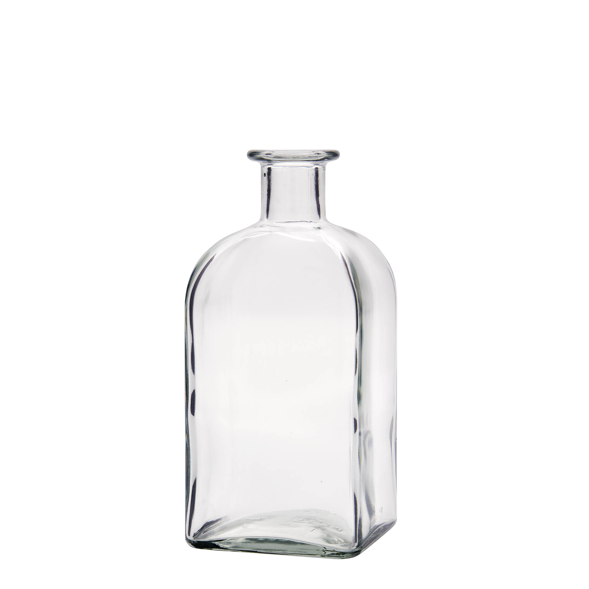 500 ml skleněná láhev Apotheker Carré, čtvercová, hrdlo: korek
