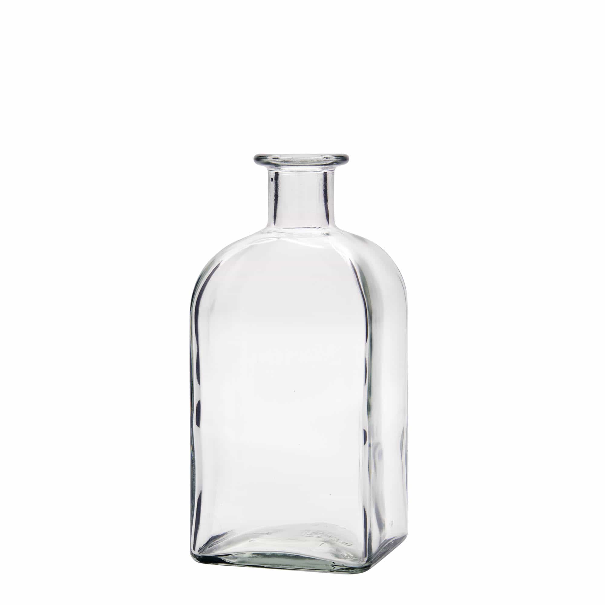 500 ml skleněná láhev Apotheker Carré, čtvercová, hrdlo: korek