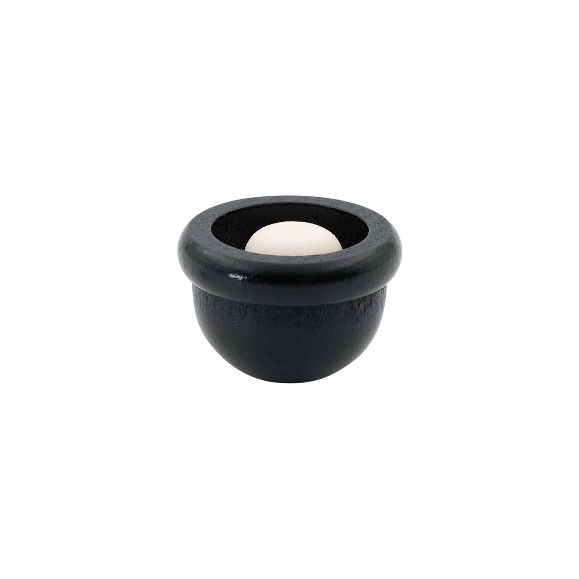 Korek s úchytem 19 mm, dřevo, černý, pro uzávěr: korek