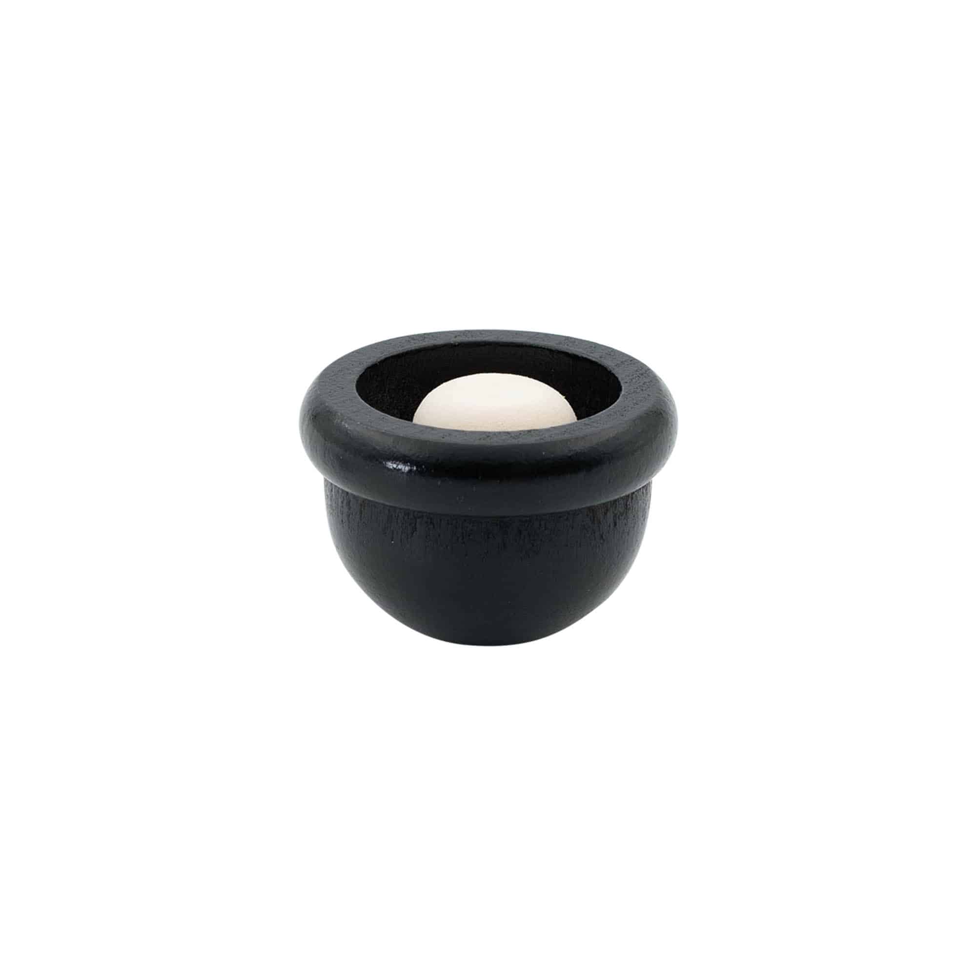 Rukojeťový korek 19 mm „Meloun“, dřevo/PE, černý, pro hrdlo: korek